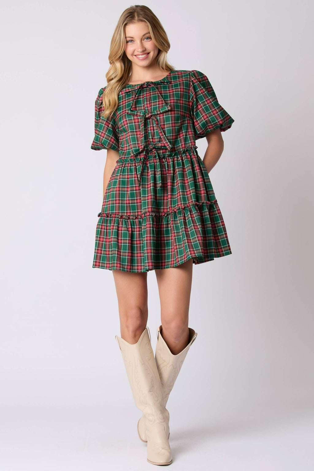 Holiday Plaid Ruffle Dress - BFF Here