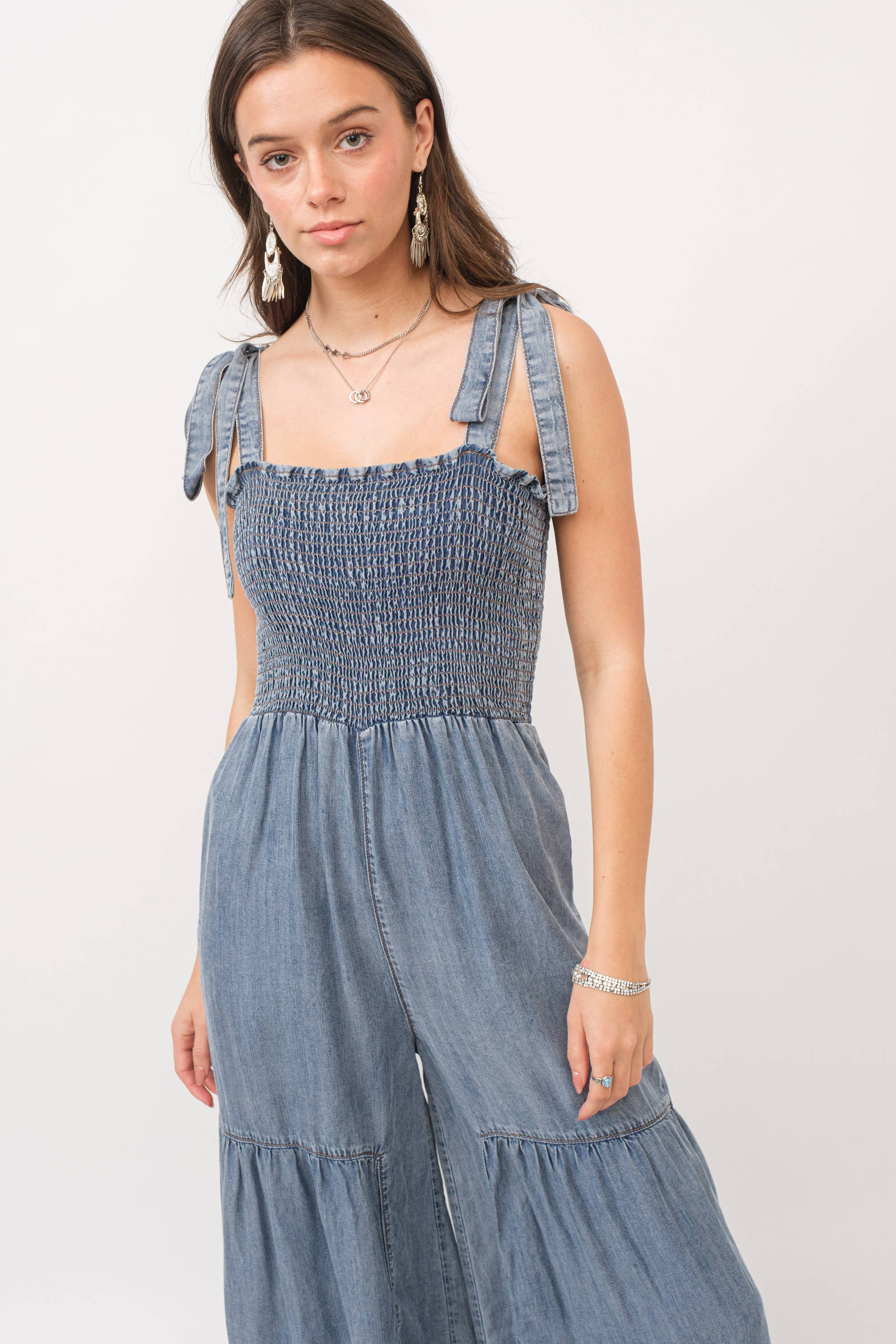 Denim Dreams Smocked Jumpsuit - BFF Here