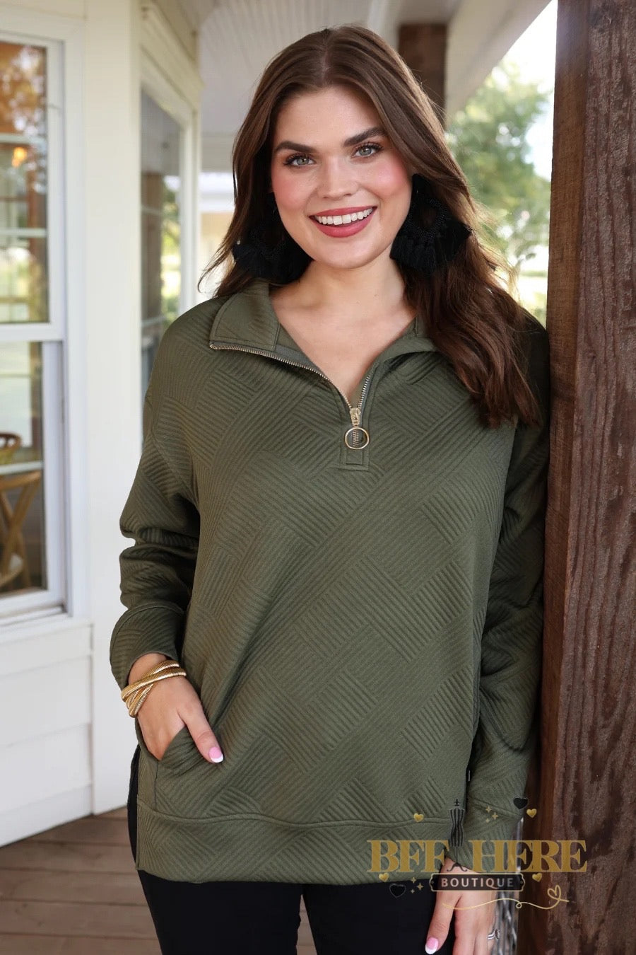 Tanner Textured Quarter Zip by Jess Lea / Choice of Color - BFF Here