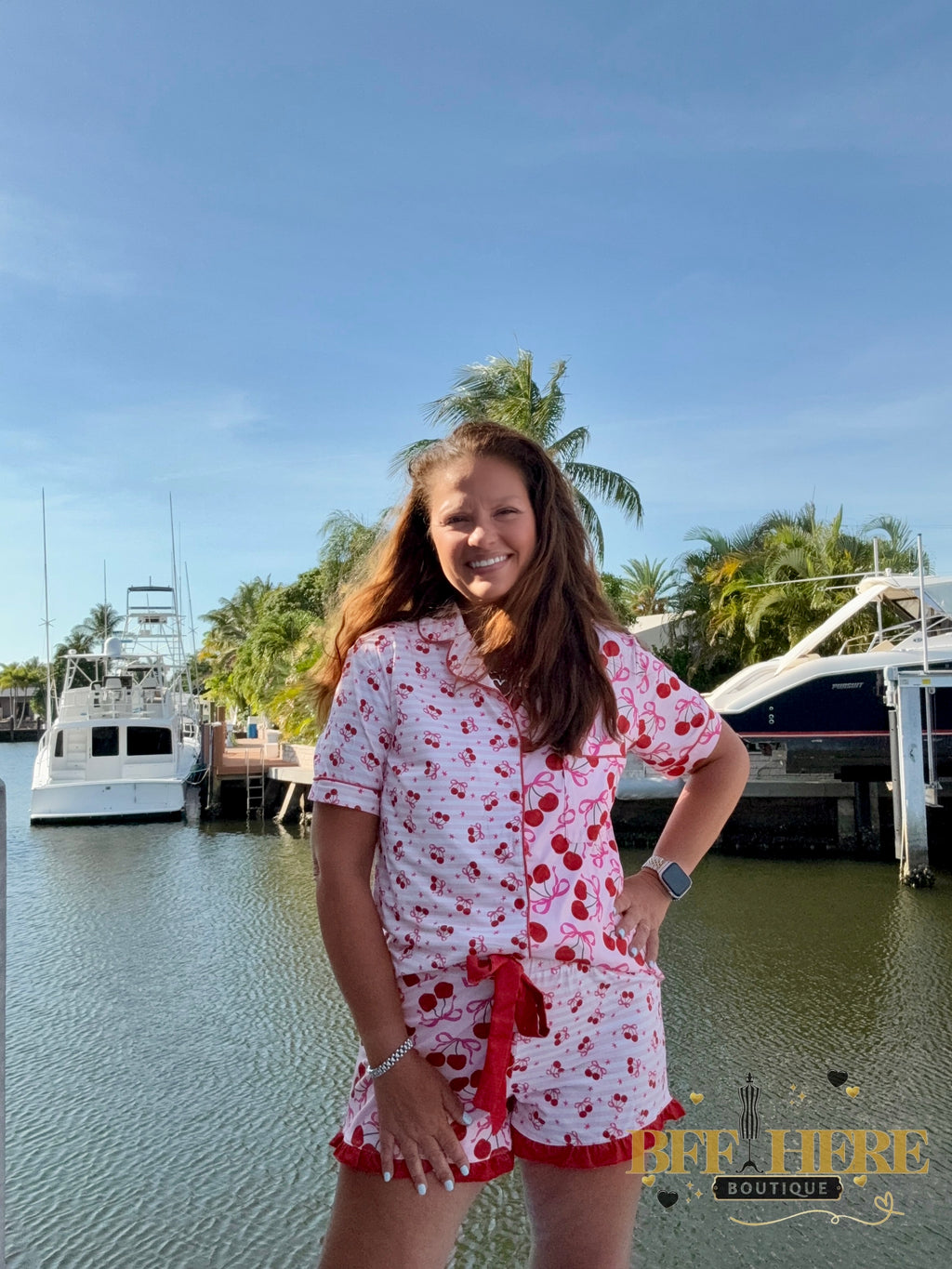 Cherry Bomb Ruffle Pajama Set by Jess Lea - BFF Here