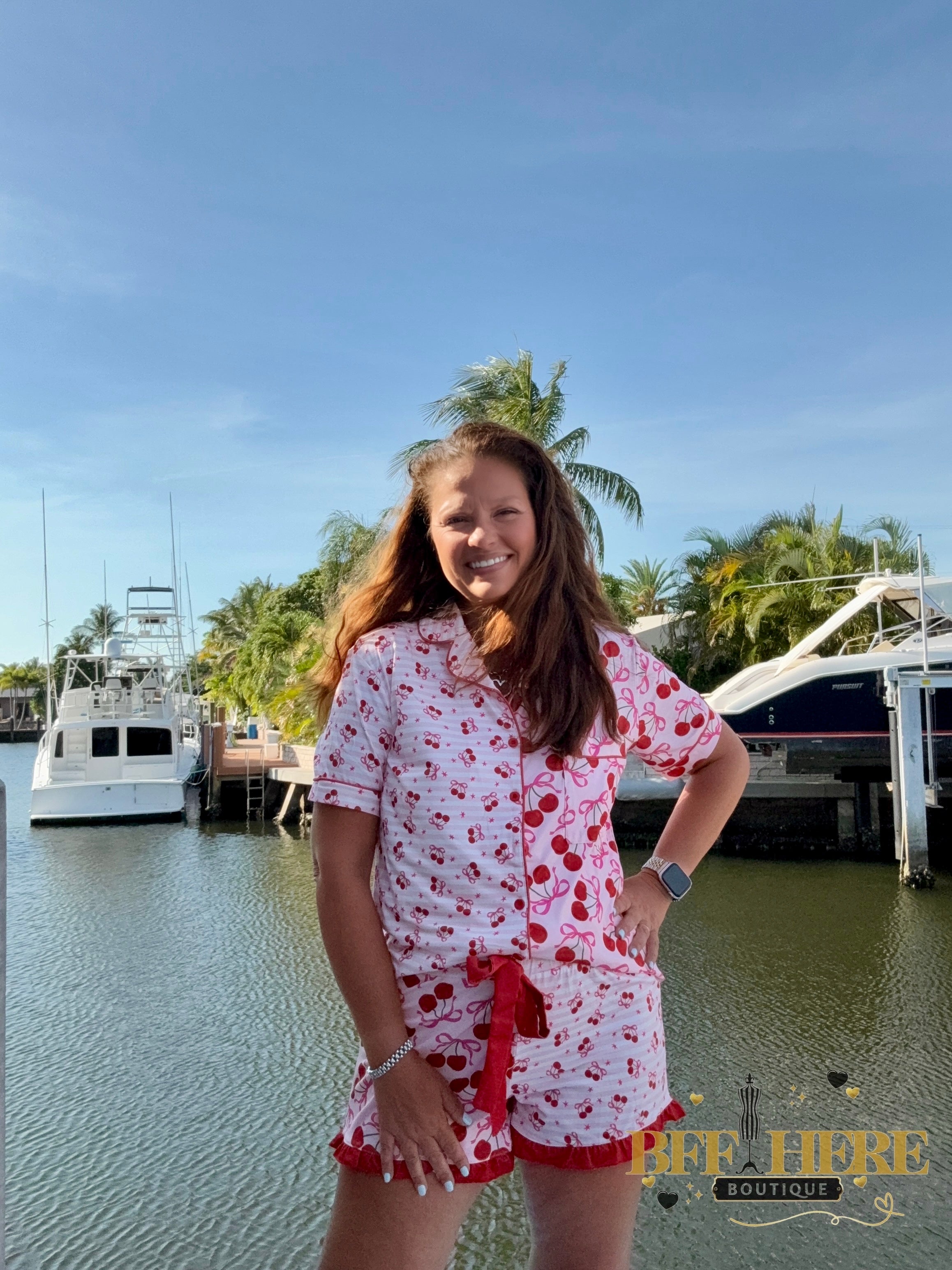 Cherry Bomb Ruffle Pajama Set by Jess Lea - BFF Here