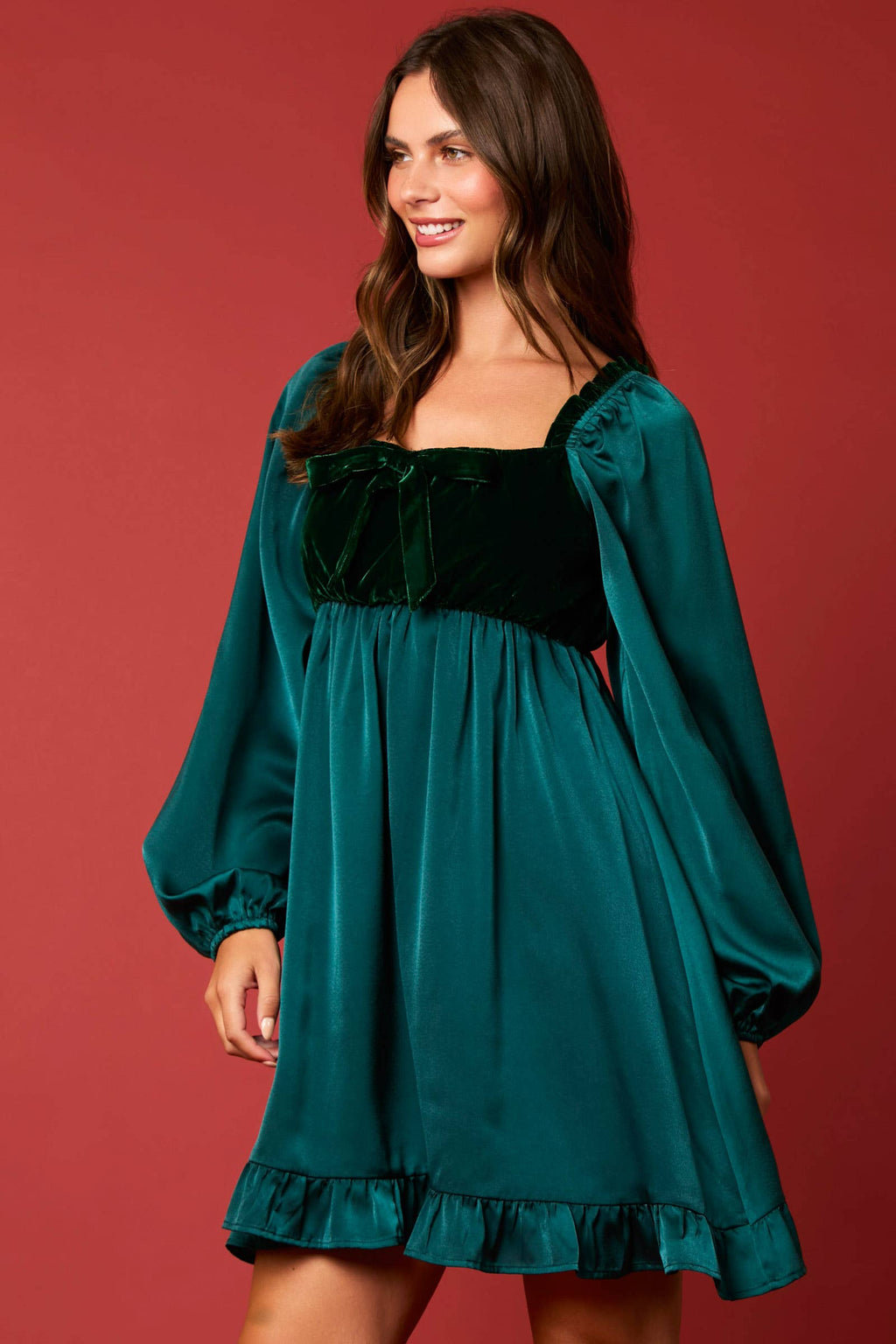 Emerald Velvet Charm Dress - BFF Here