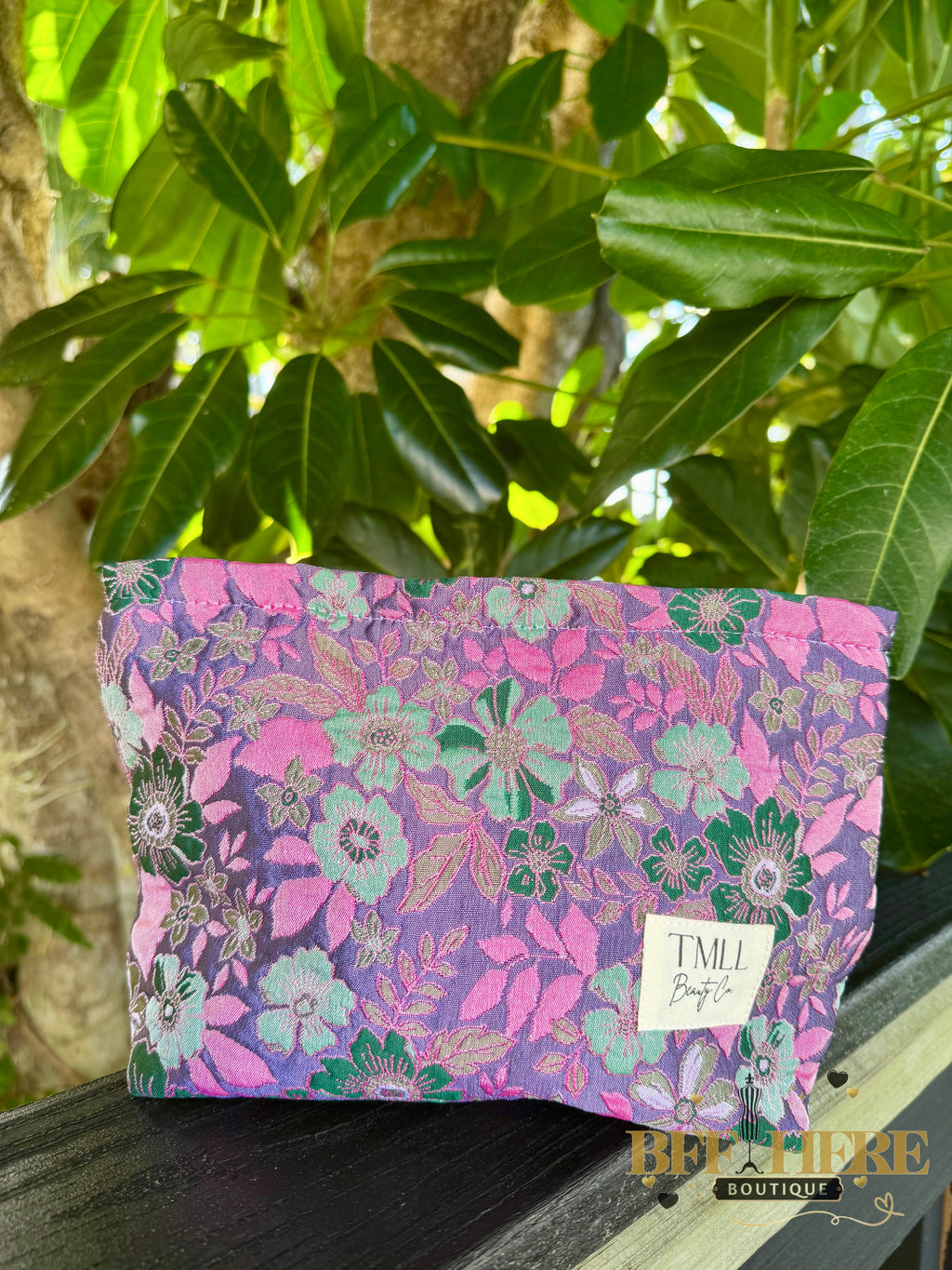 Brocade Makeup Bag - Violet Flora by TMLL Beauty - BFF Here