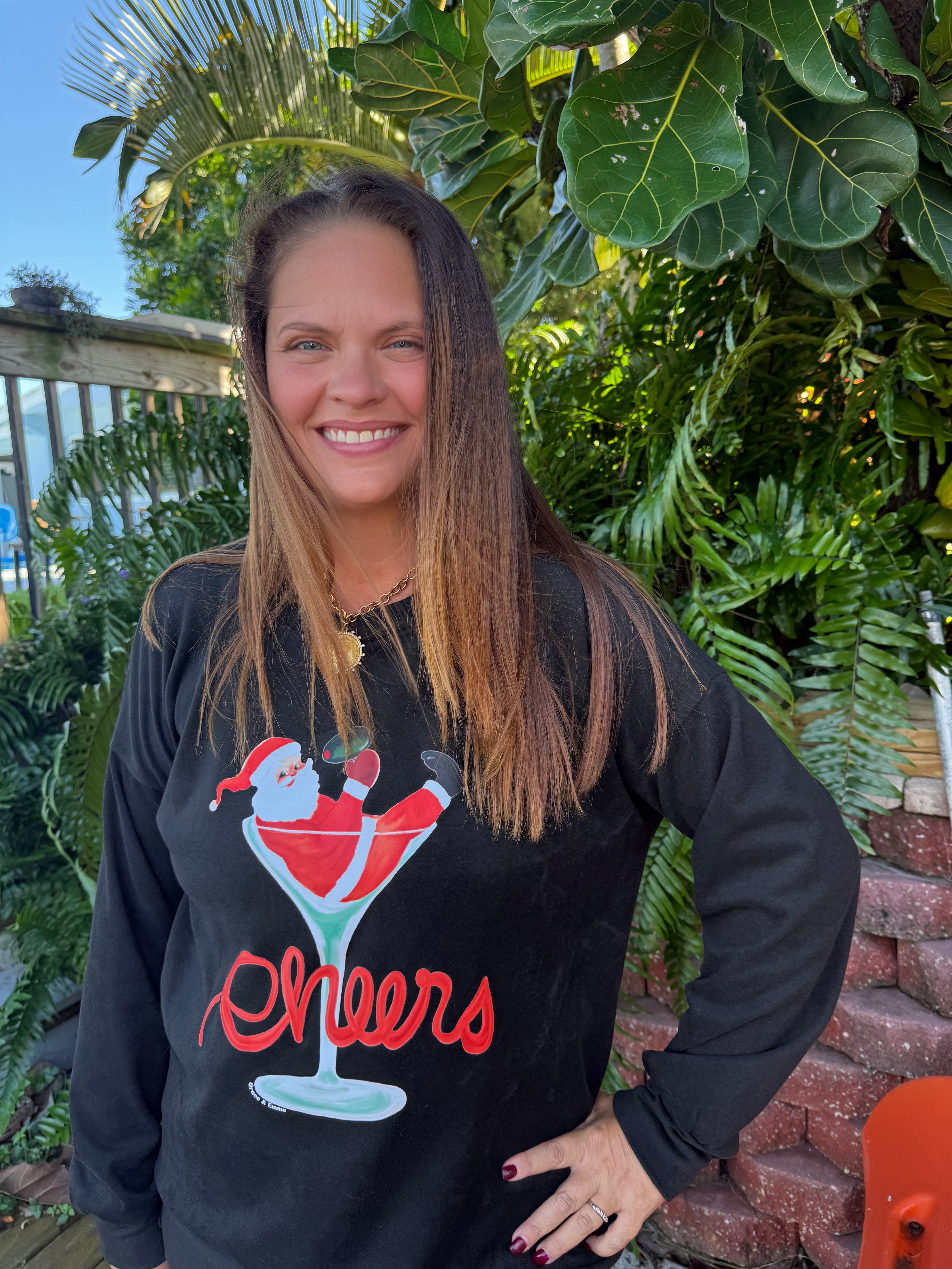 Cheers Santa Crewneck by Grace & Emma - BFF Here