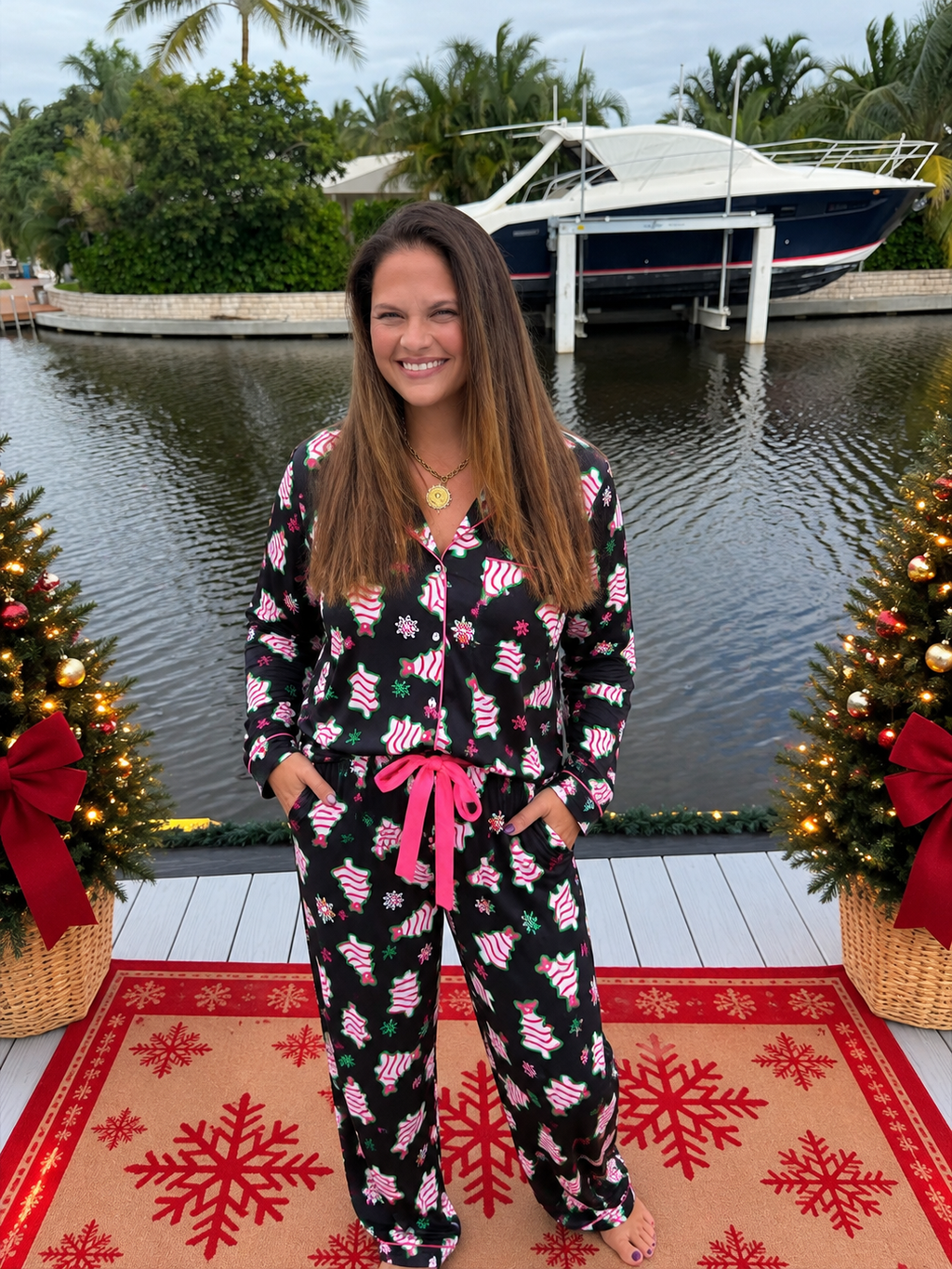 Merry Bow Christmas Treat Ruffle Pajama Set by Jess Lea - BFF Here