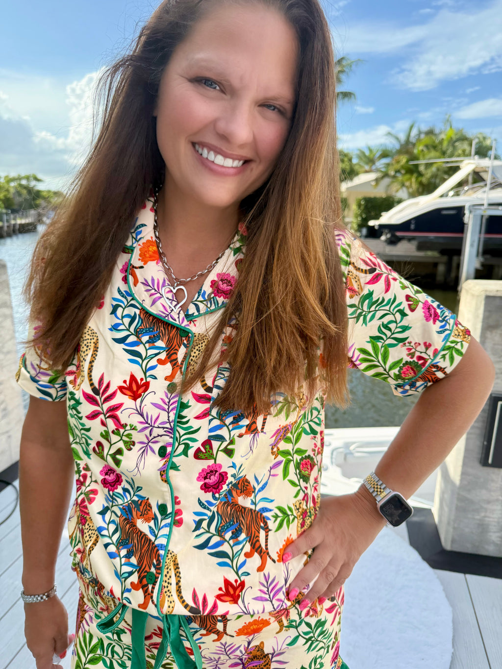 Jungle Oasis Short Sleeve Ruffle Pajama Set by Jess Lea - BFF Here