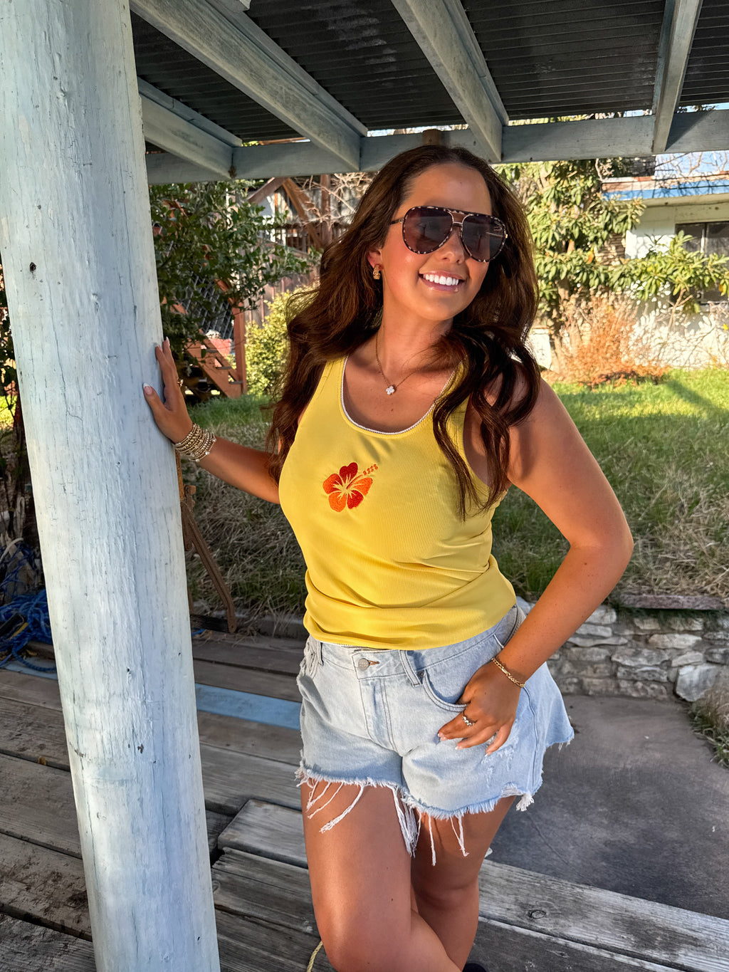 PREORDER: Hibiscus Ribbed Tank by Blakeley (ETA JUNE) - BFF Here