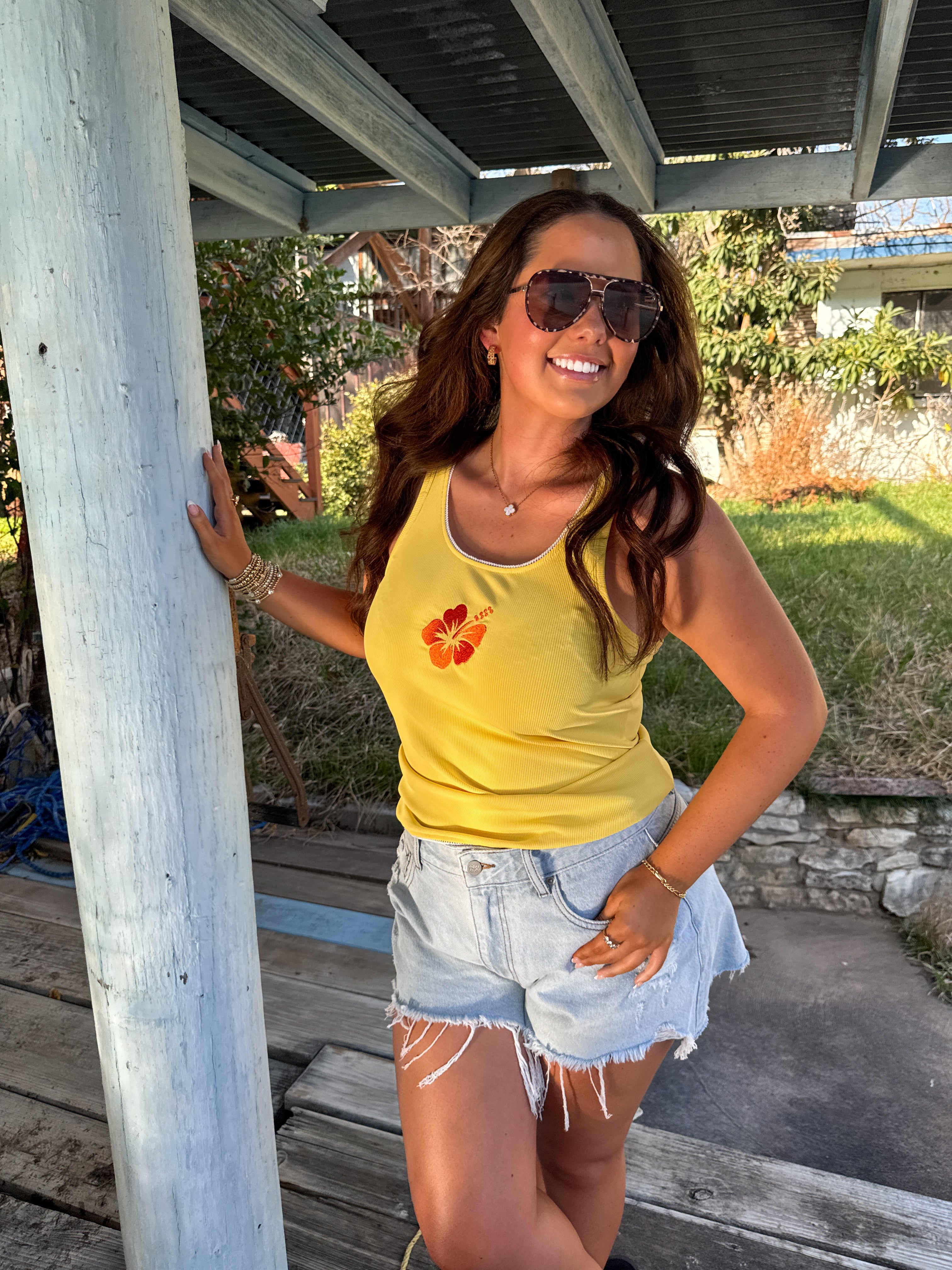 PREORDER: Hibiscus Ribbed Tank by Blakeley (ETA JUNE) - BFF Here