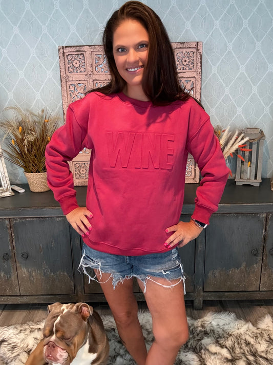 Wine Embossed Sweatshirt by Jess Lea - BFF Here