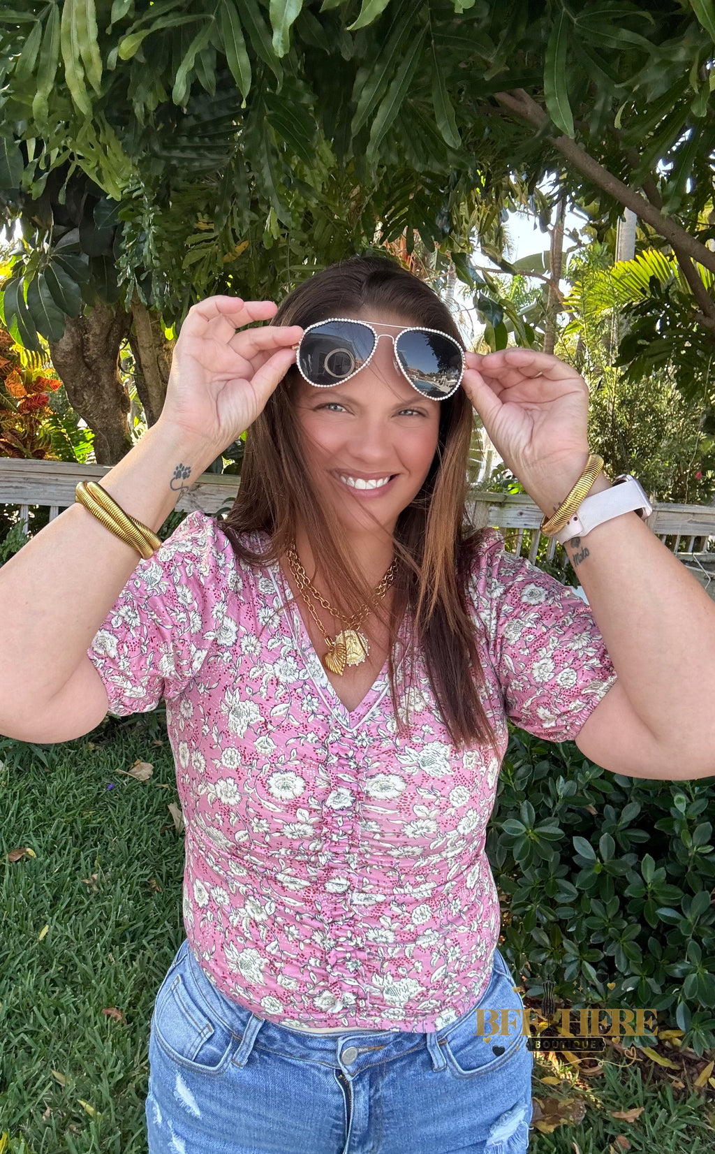 Vintage Bloom Ruched Top - BFF Here