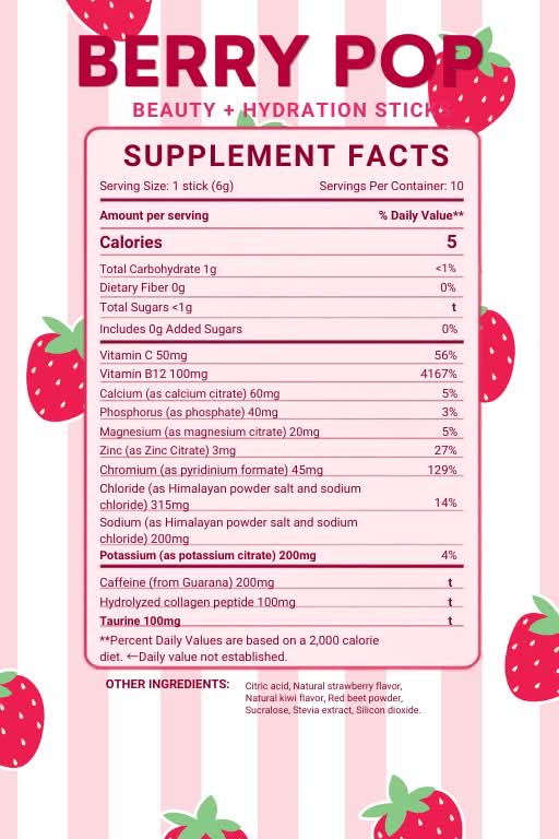Glow Go Wellness Drinks by TMLL Beauty / Berry Pop (Ships 2-3 weeks)