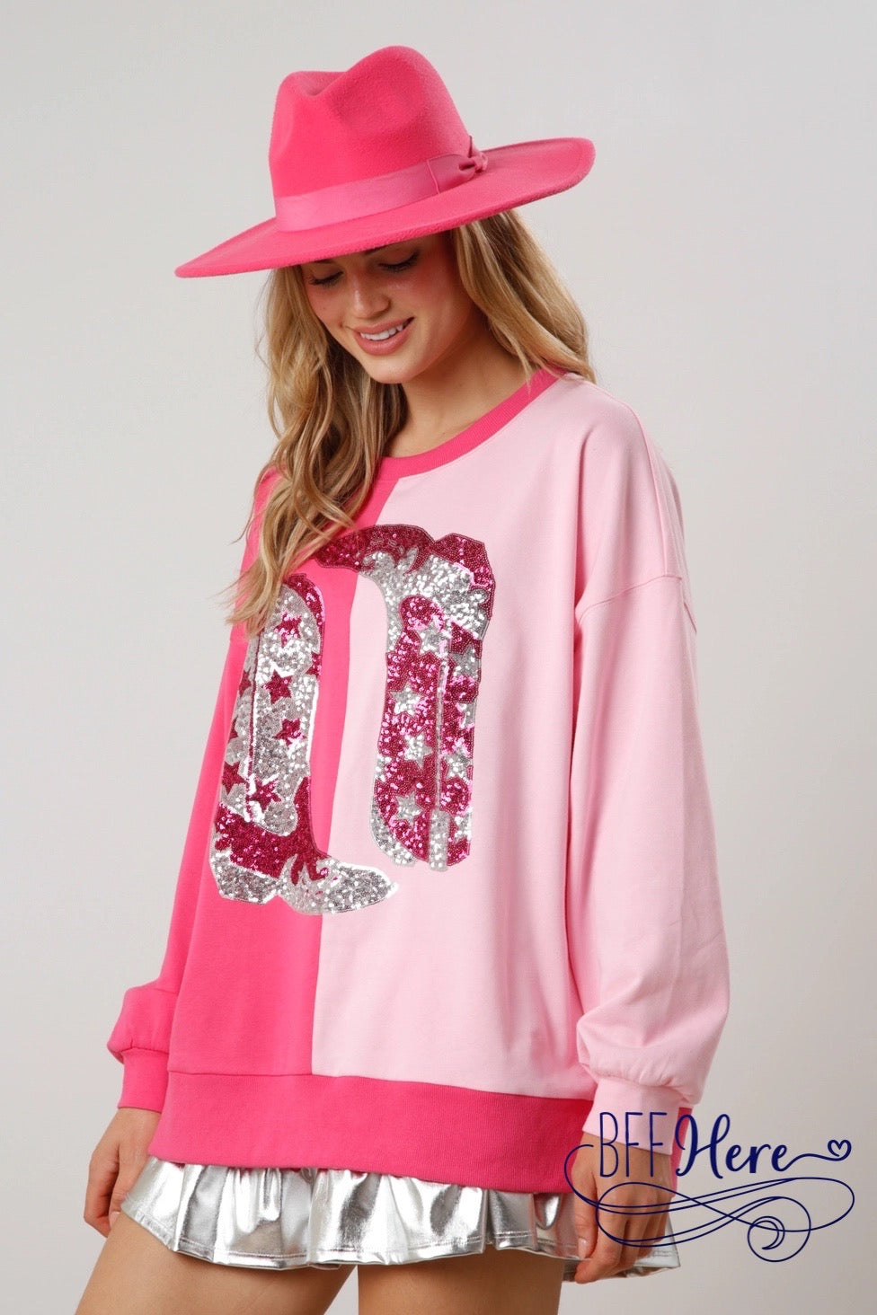 Western Harmony: Colorblock Cowboy Boot Top / Choice of Color (Pink Ships Beginning of January) - BFF Here