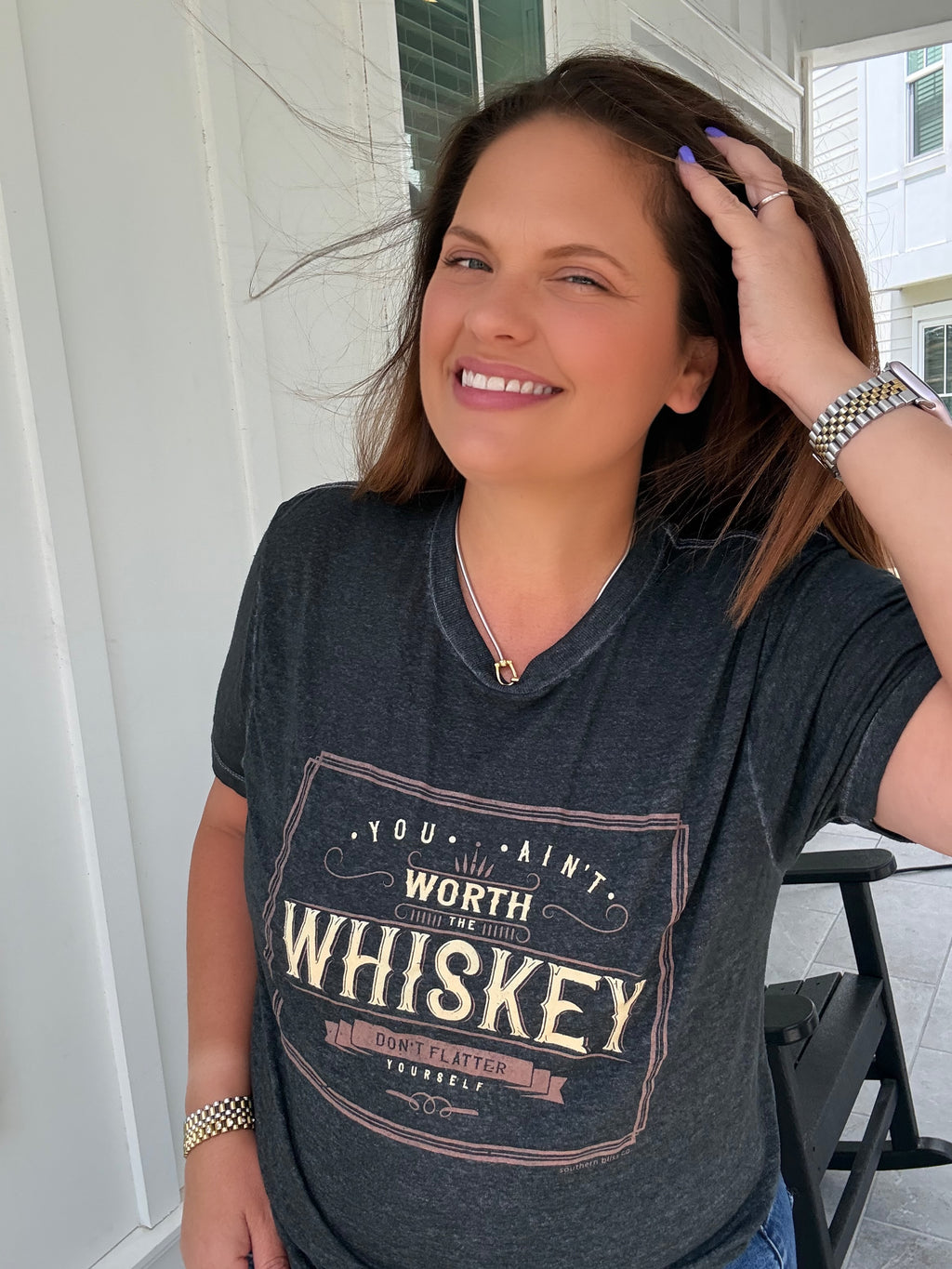 Worth The Whiskey Acid Wash Tee by Southern Bliss (ARRAY) — Ships 2-3 weeks - BFF Here