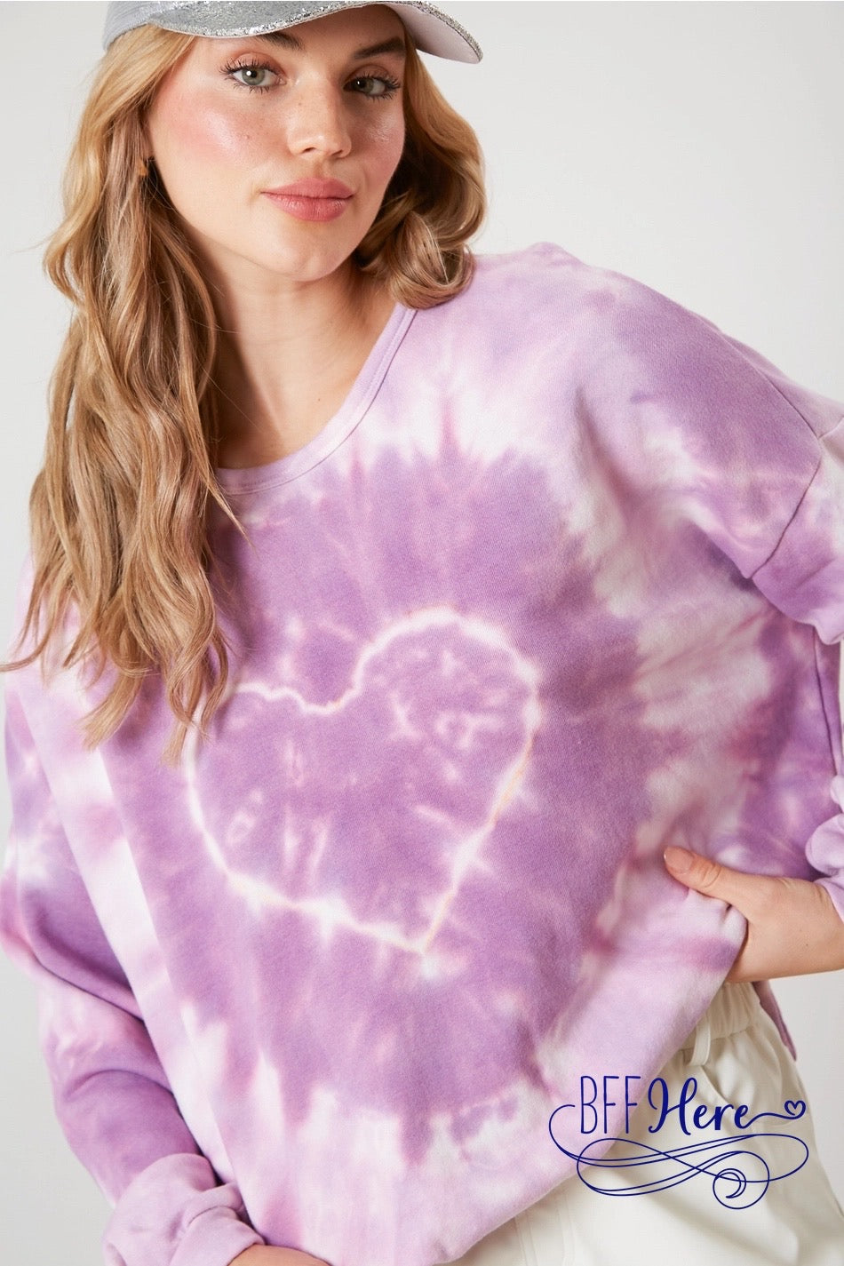 Kaleidoscope of Hearts: Tie Dye Heart Sweatshirt / Choice of Color - BFF Here