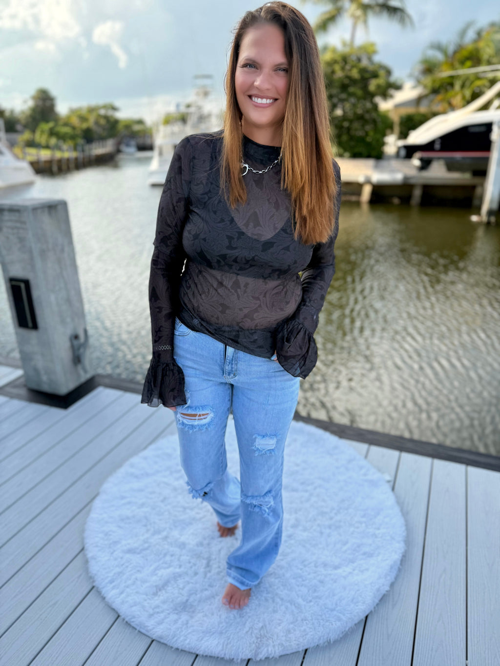 Tooled In Black Mesh Top by Sterling Kreek - BFF Here