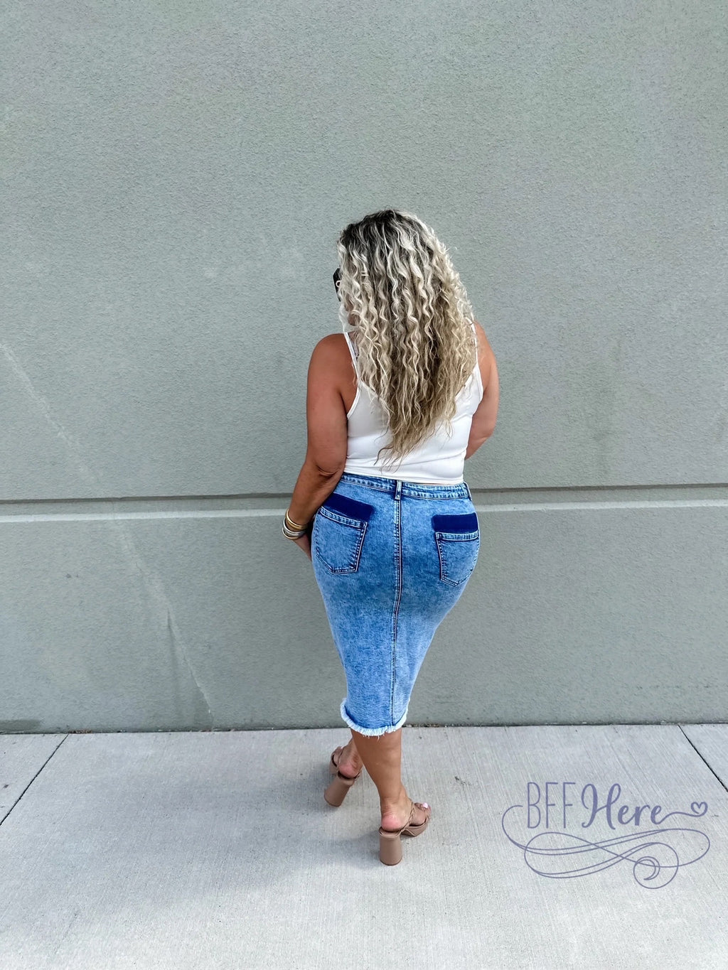 PREORDER: Denim Dreams: Asymmetrical Front-Button Denim Skirt  (Ships Middle Of October) - BFF Here