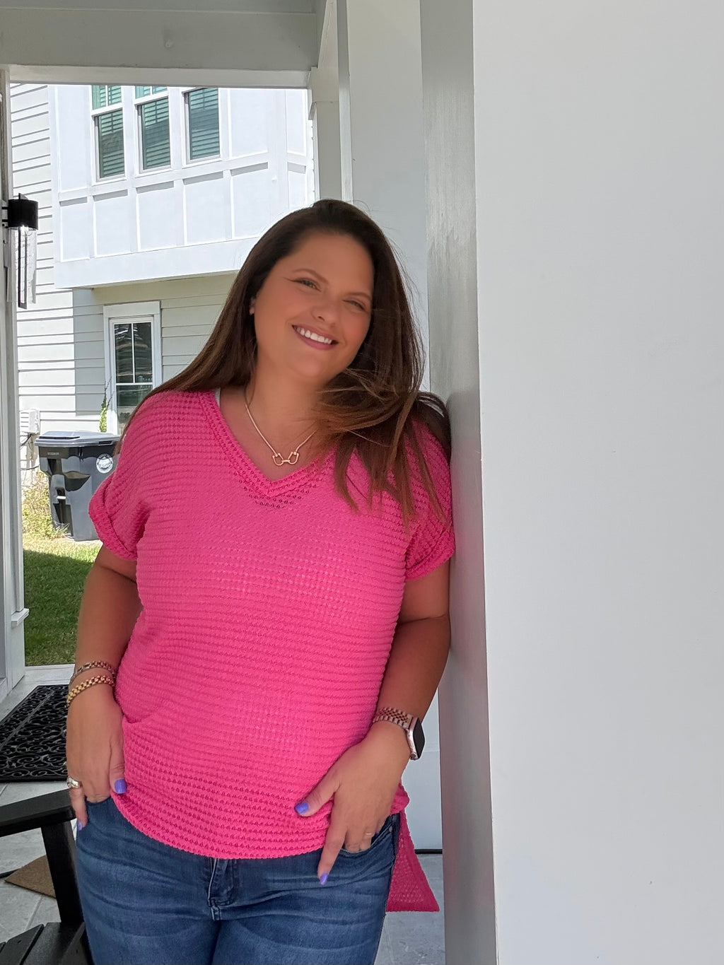 Fuchsia V-Neck Tunic by HeimishUSA (ARRAY) — Ships 2-3 weeks - BFF Here
