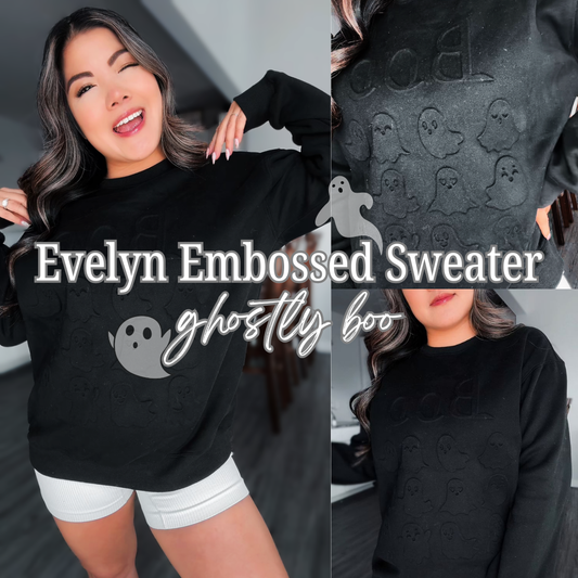 PREORDER:  Evelyn Embossed Sweater - Ghostly Boo by JadyK (Ships End of September) - BFF Here