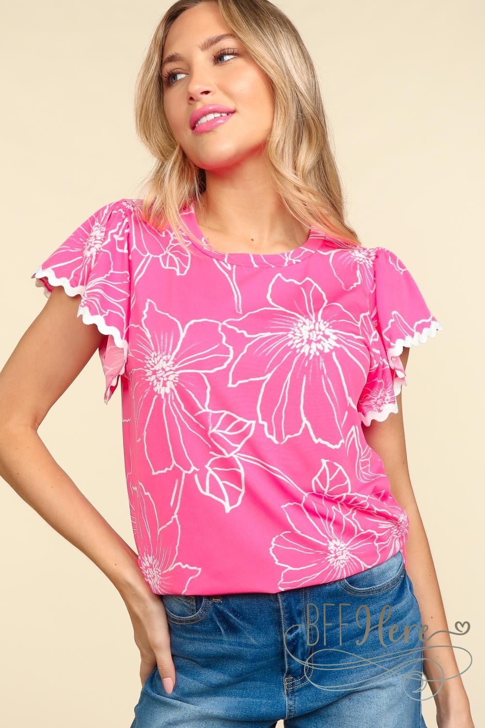 PREORDER: Blooming Rhapsody: Floral Ruffle Tee / Choice of Color (Ships End of May) - BFF Here