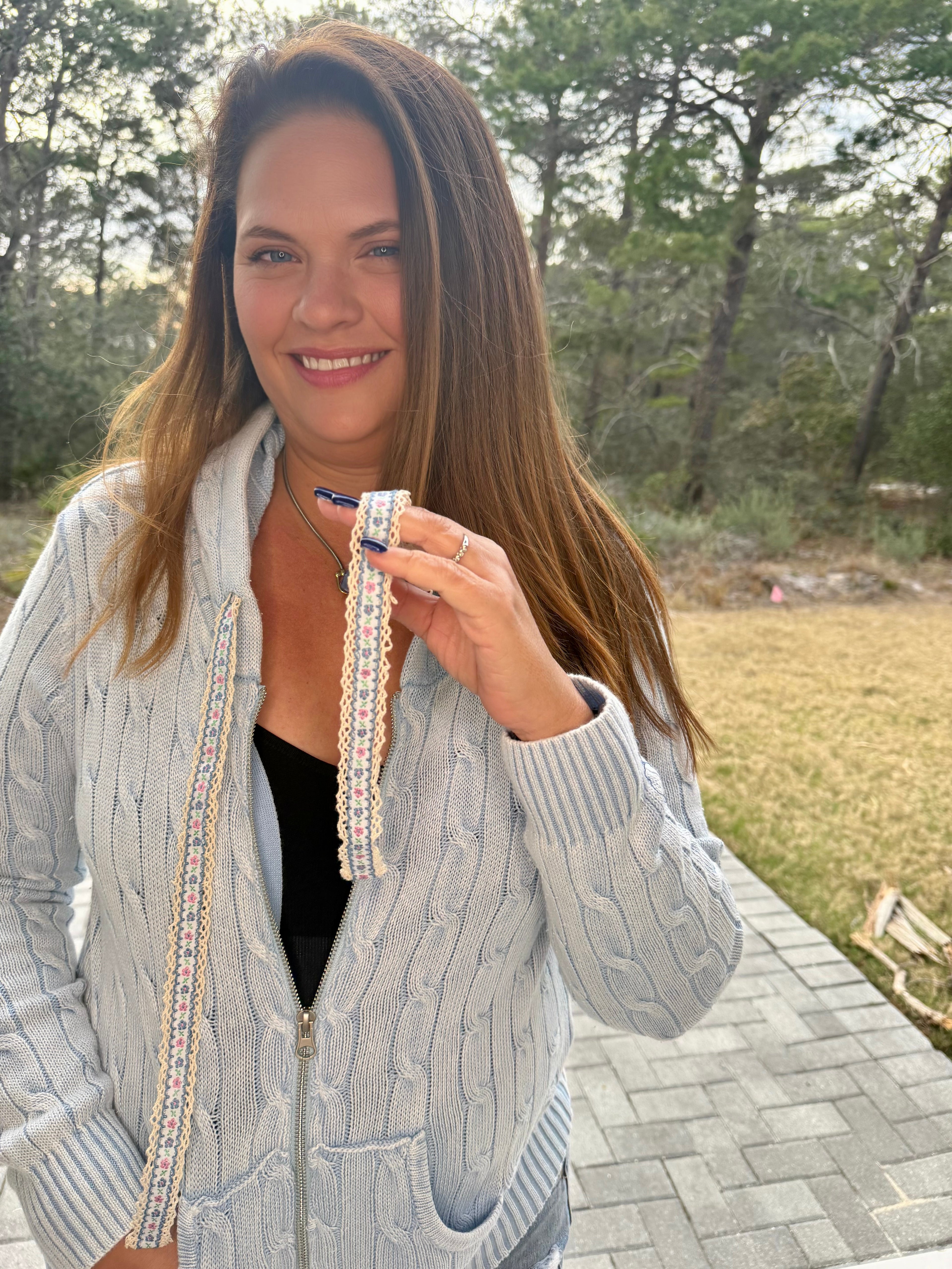 Full Sleeve Solid Acrylic Sweater Hoodie Zip Up Knit Top by POL (Ships 2-3 weeks) - BFF Here