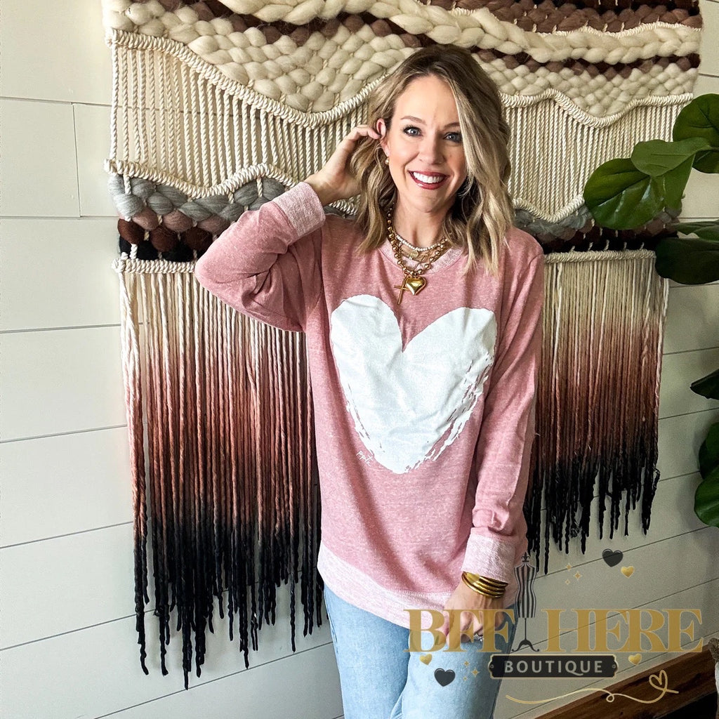 White Glitter Heart French Terry / Adult - BFF Here