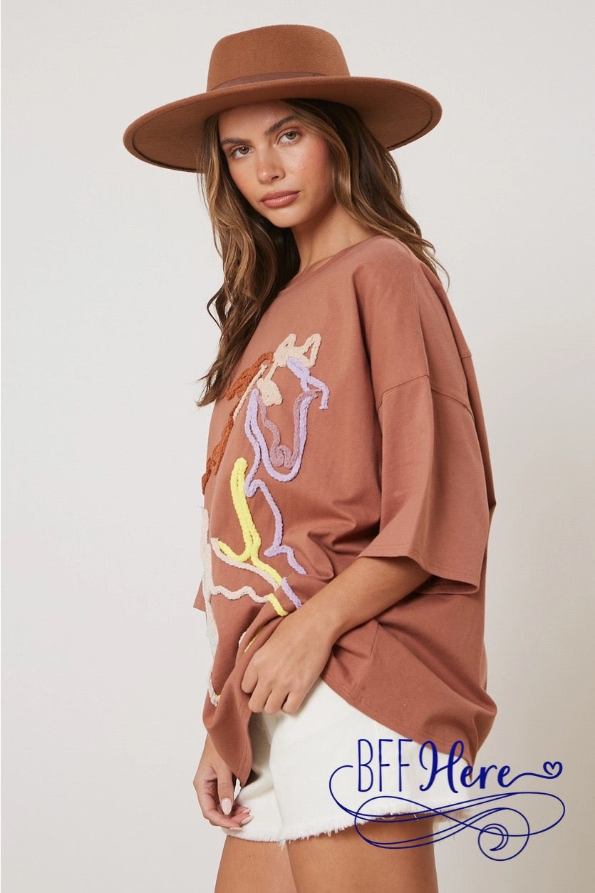 PREORDER: Galloping Grace: Embroidered Horse Tee (Ships End of January) - BFF Here