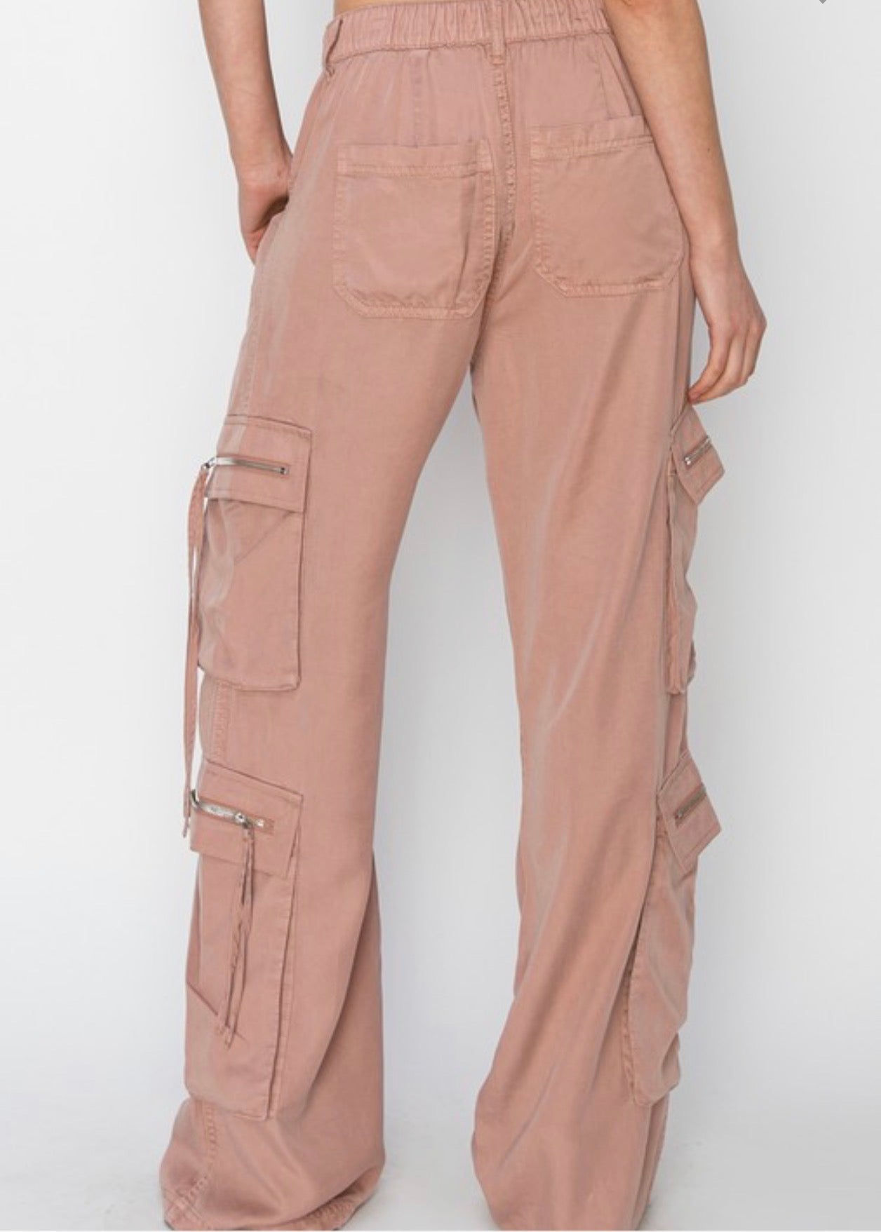 High Rise Tencel Multi Cargo Pants by Risen Jeans (Ships 2-3 weeks) - BFF Here