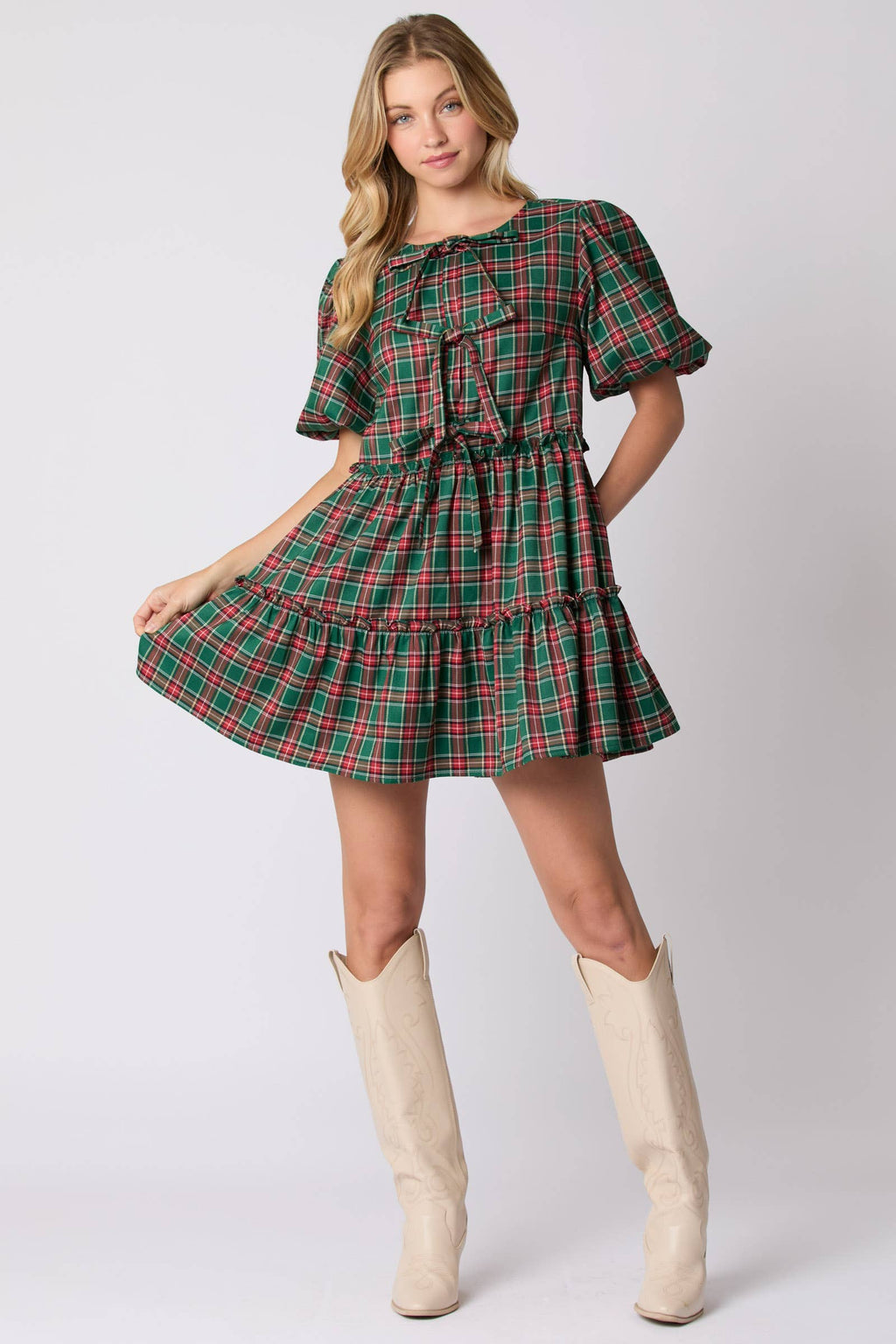 Holiday Plaid Ruffle Dress - BFF Here
