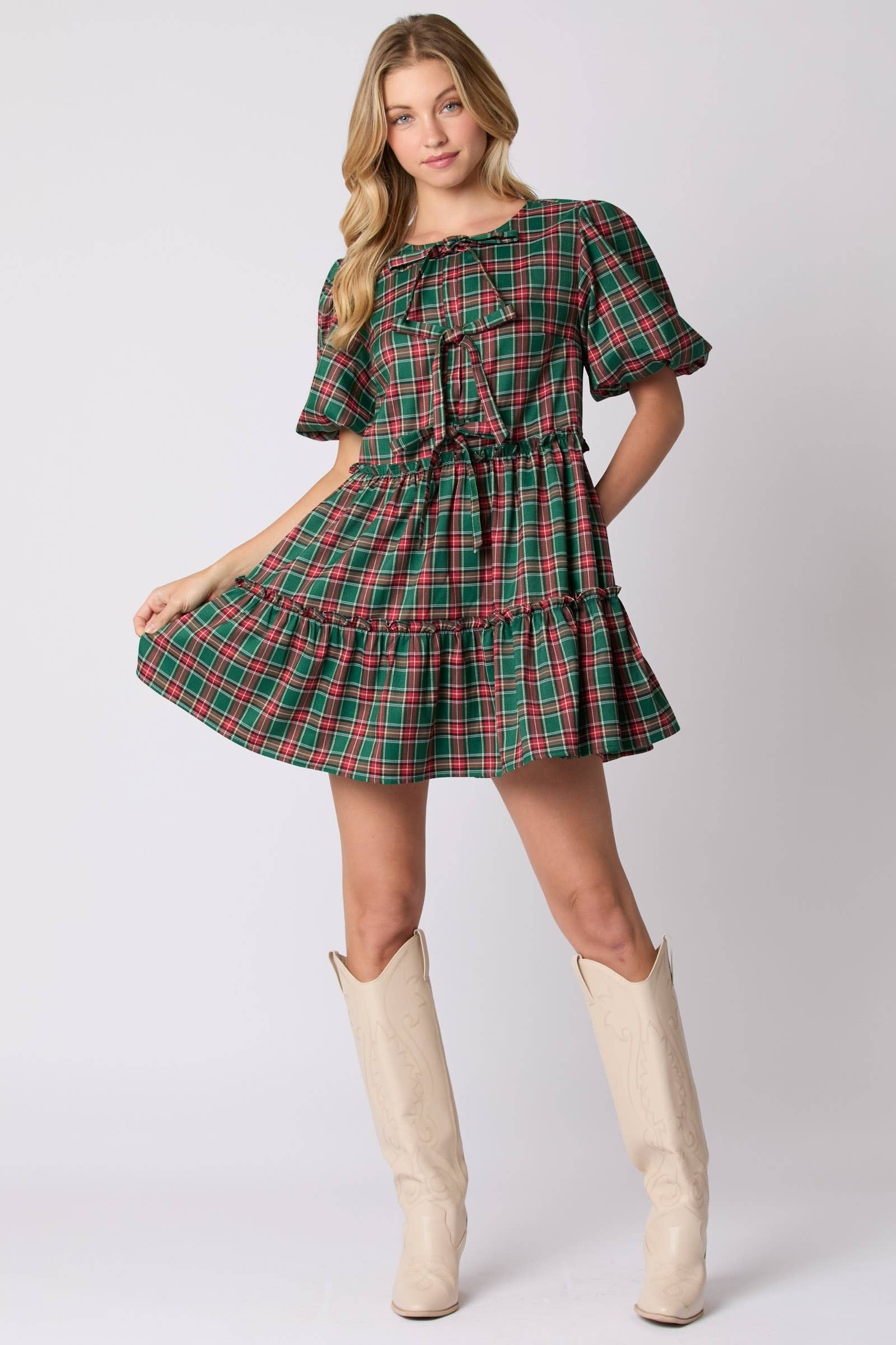 Holiday Plaid Ruffle Dress - BFF Here