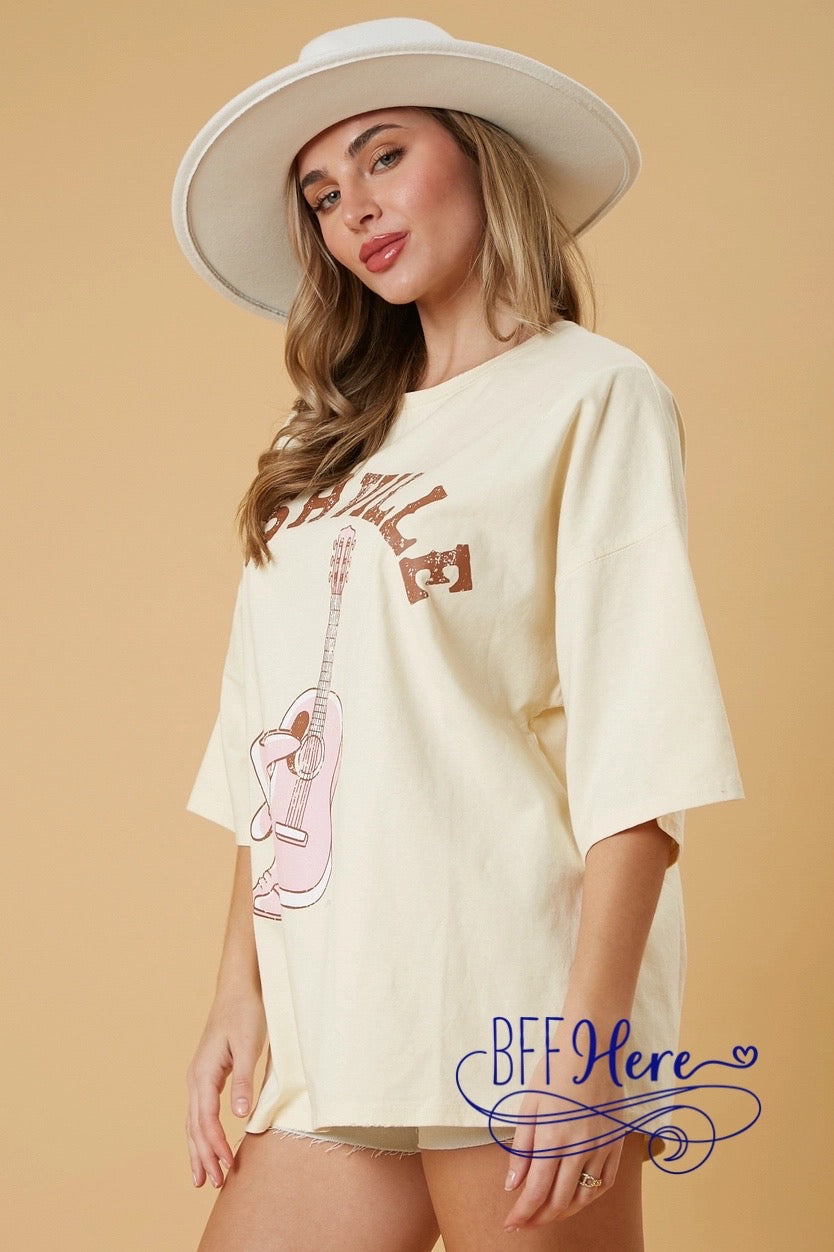 PREORDER: Music City Chic: Nashville Oversized Tee / Choice of Color (Ships Middle of March) - BFF Here