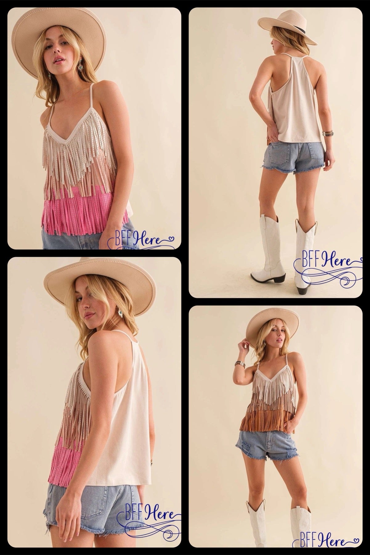 PREORDER: Wild West Elegance: Fringed Suede Color Block Top (Ships Middle of February) - BFF Here