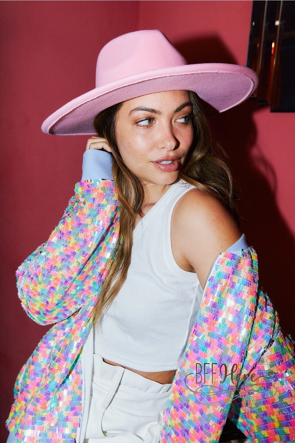 Pastel Prism Sequin Bomber Jacket - BFF Here