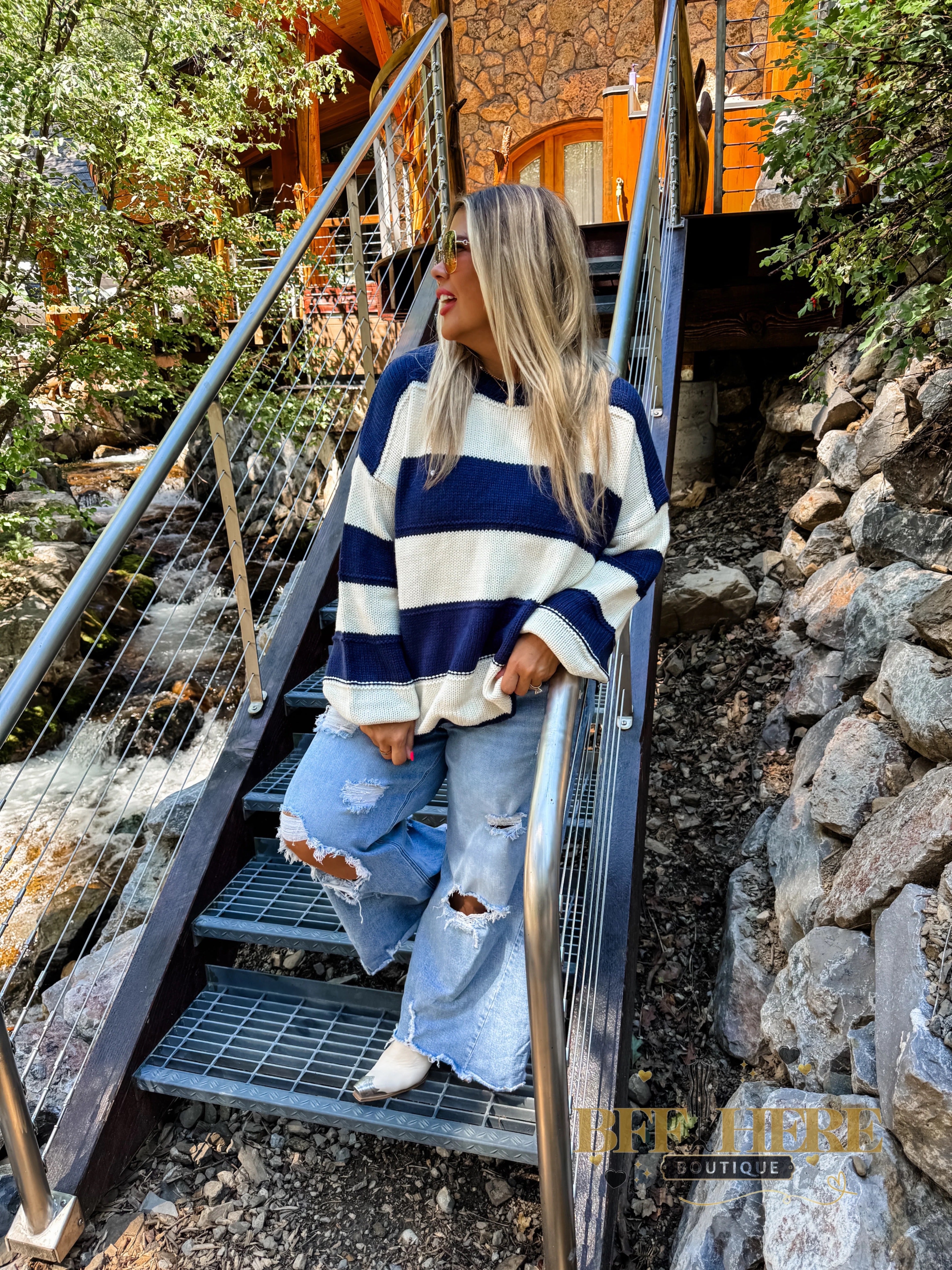 Kadie Stripe Knit Sweater / Choice Of Color by Blakeley - BFF Here