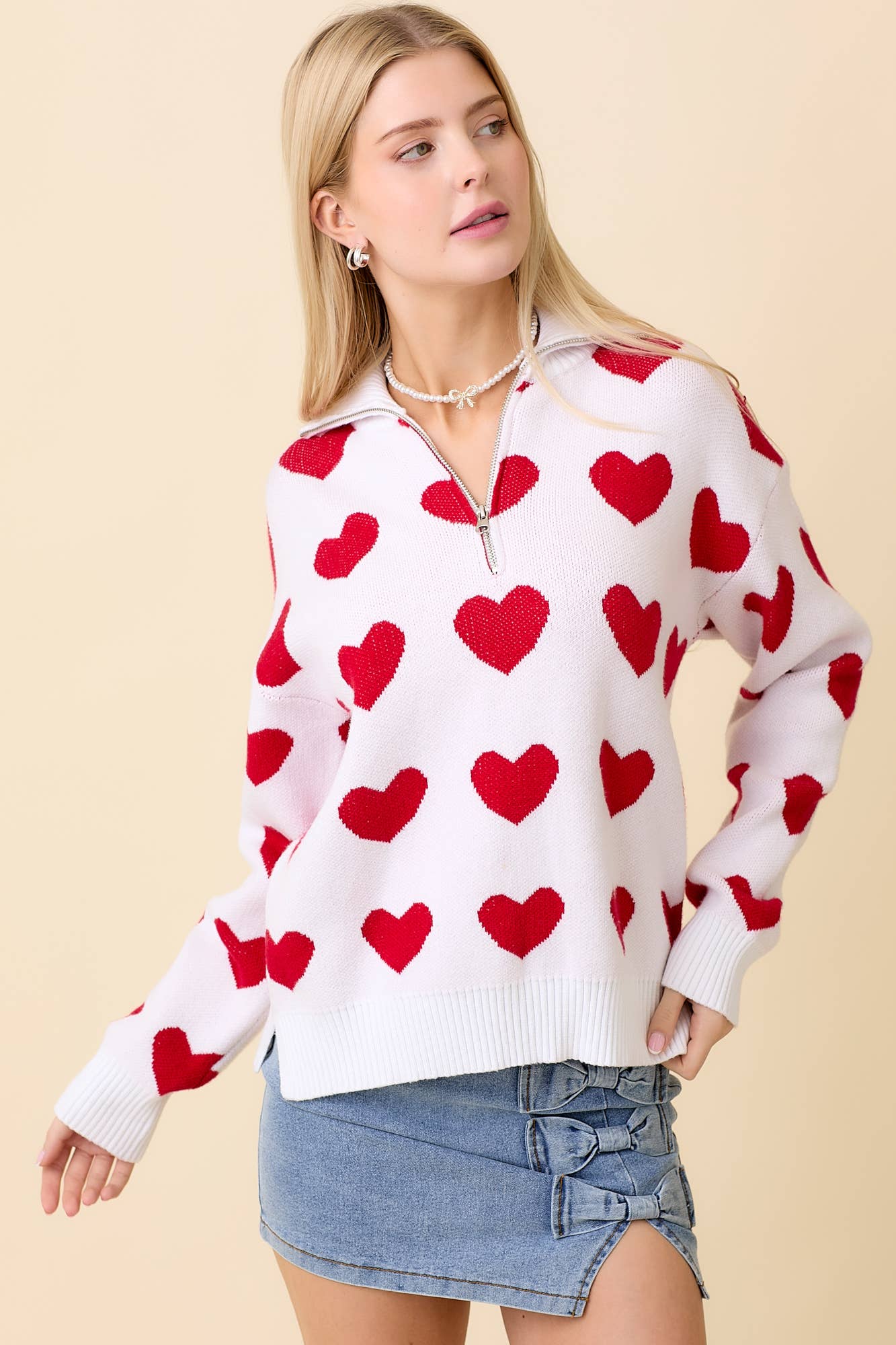 Love Struck Half-Zip Sweater - BFF Here