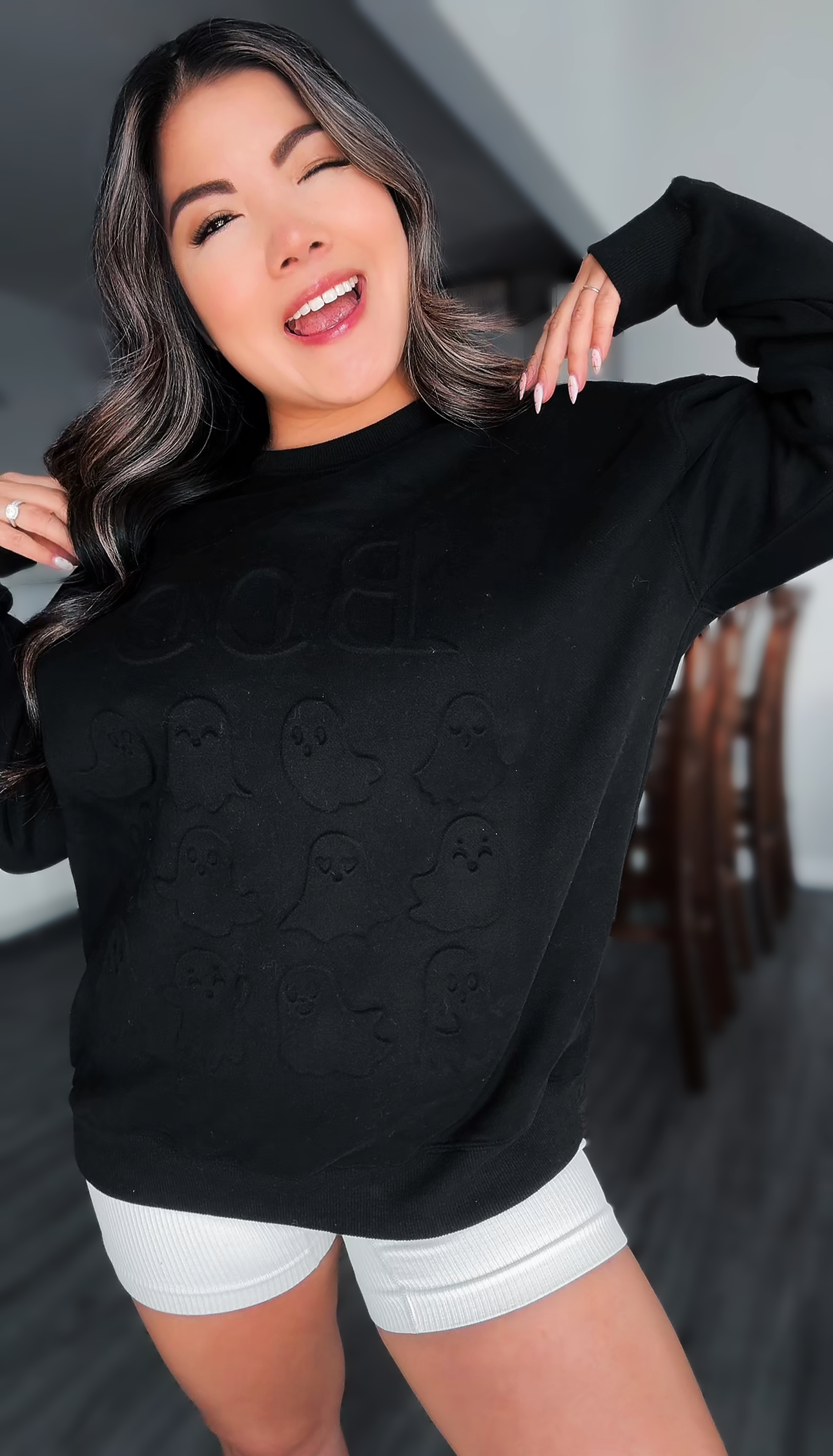 PREORDER:  Evelyn Embossed Sweater - Ghostly Boo by JadyK (Ships End of September) - BFF Here