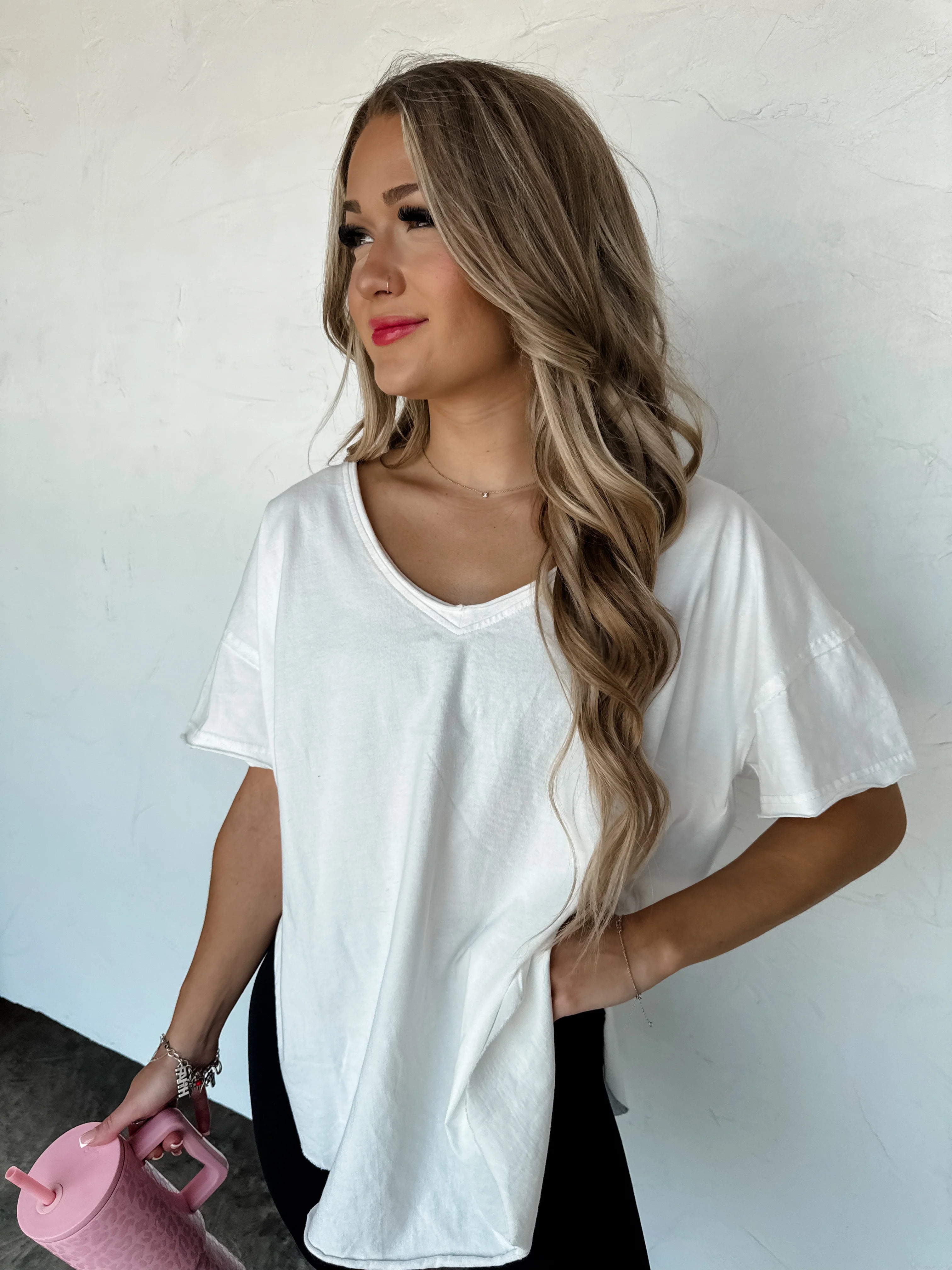 PREORDER: Joey V-Neck Washed Cotton Boyfriend Tee by Blakeley (ETA: Early December) - BFF Here