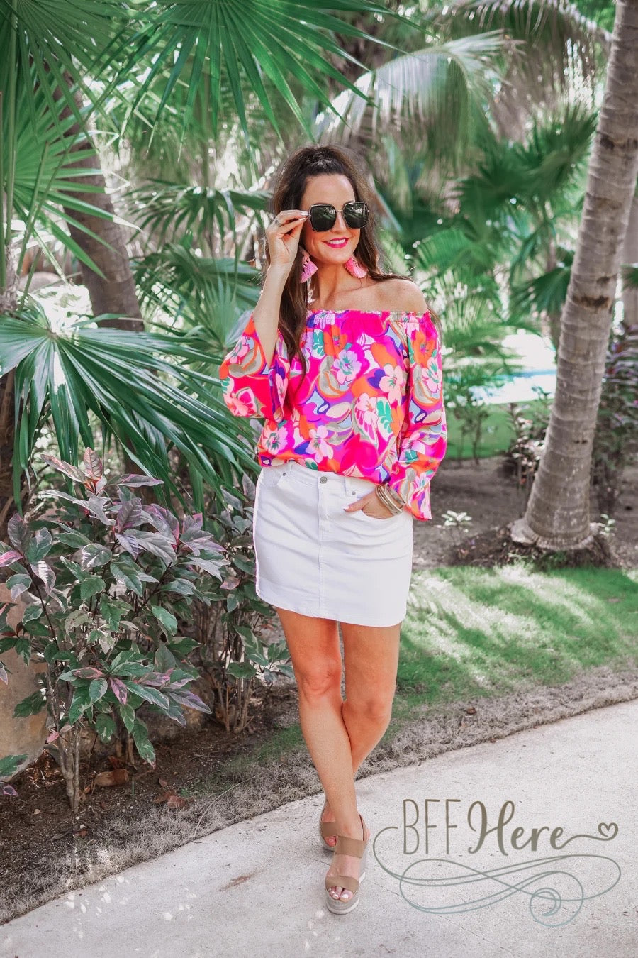 PREORDER-Always Happy Off The Shoulder Top /Choice of Color by Jess Lea (Ships Beginning of June) - BFF Here