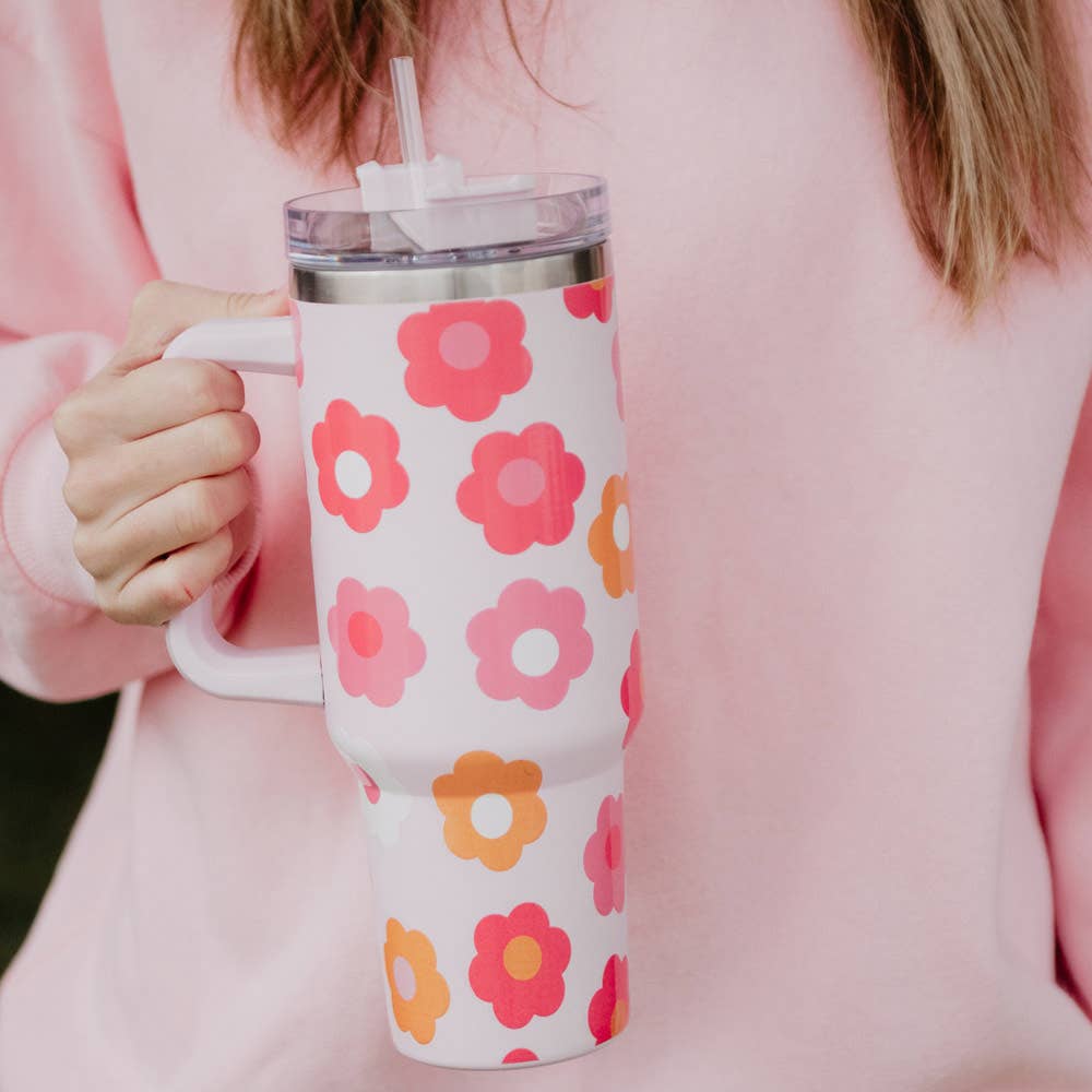 Groovy Flowers Tumbler Cup - BFF Here