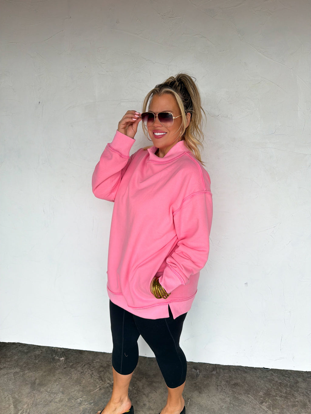 PREORDER- SPRING MOCK NECK POCKET PULLOVER - BFF Here