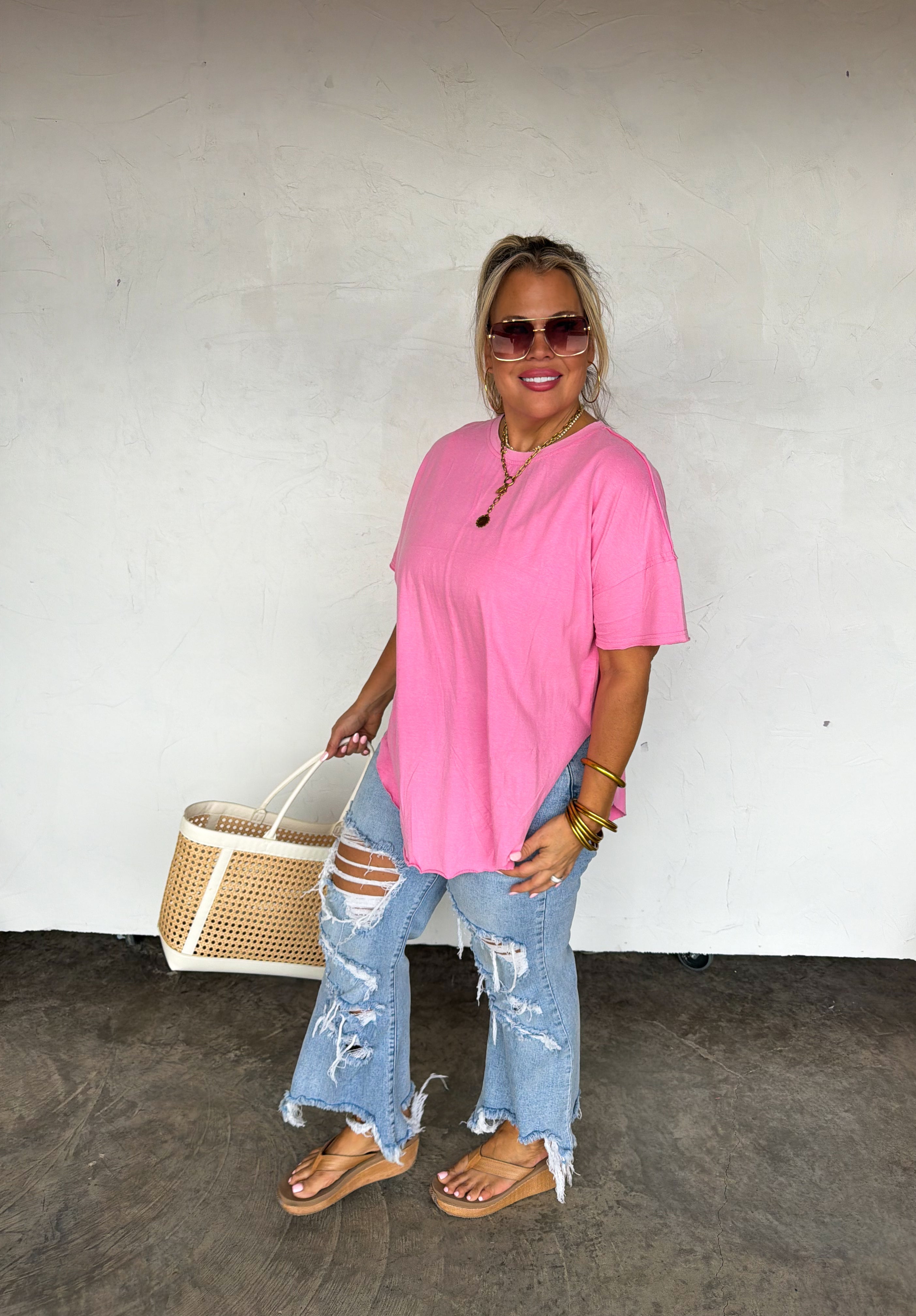 PREORDER- SPRING JOEY WASHED COTTON BOYFRIEND TEE - BFF Here