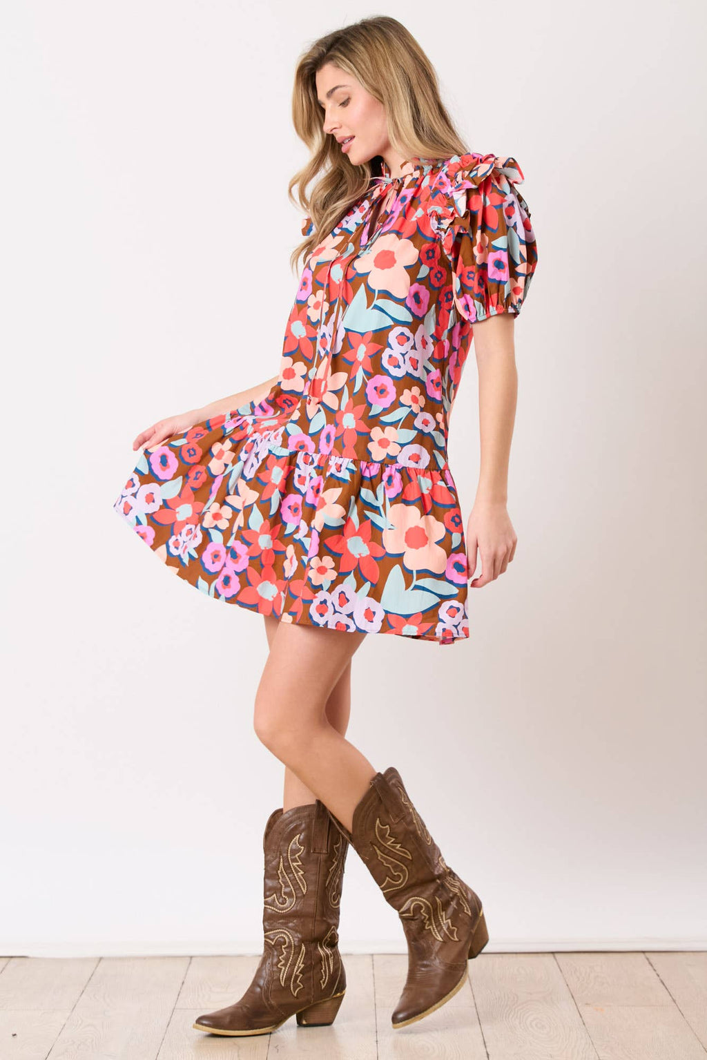 Summer Blossoms: Bold Floral Print Dress - BFF Here