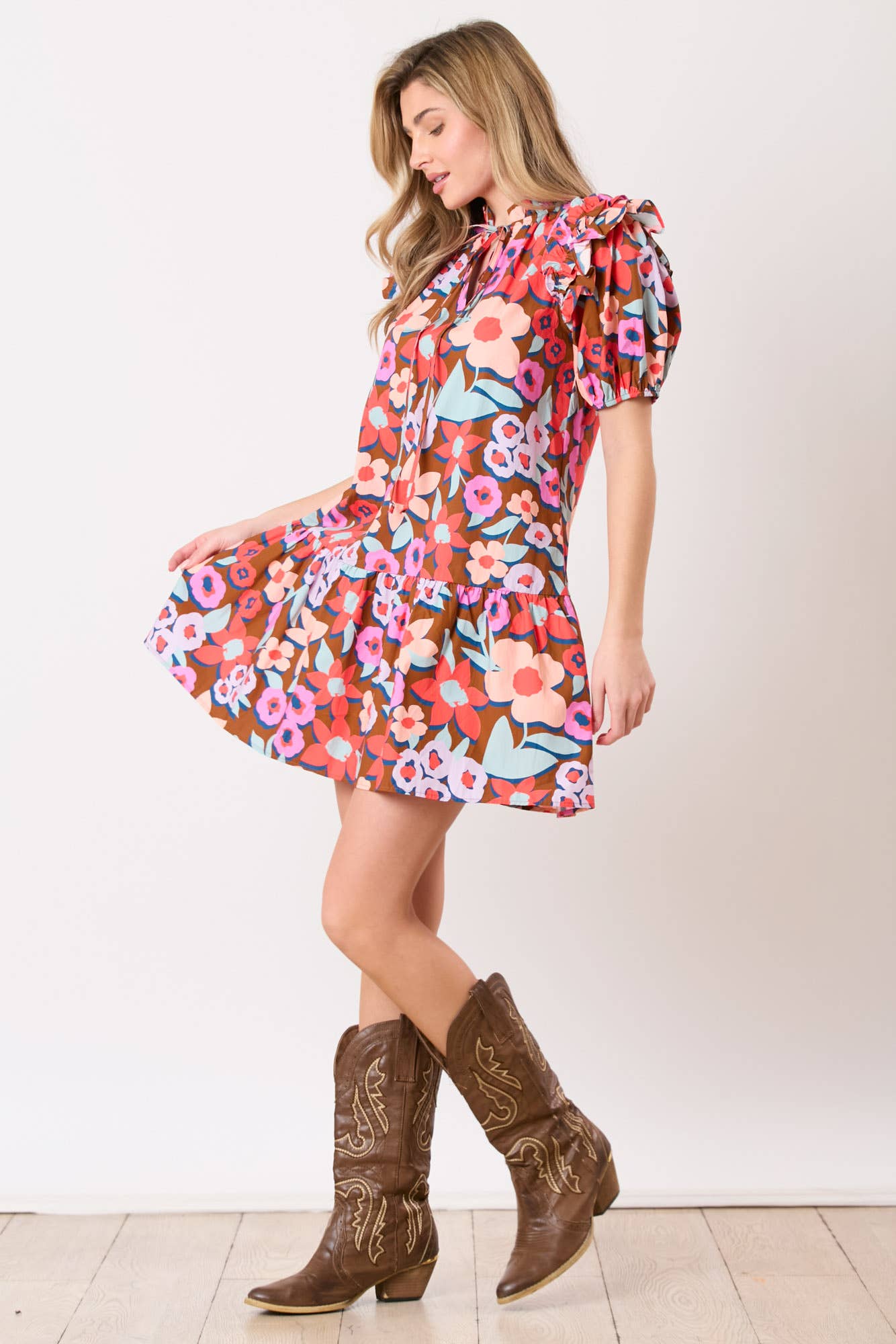 Summer Blossoms: Bold Floral Print Dress - BFF Here