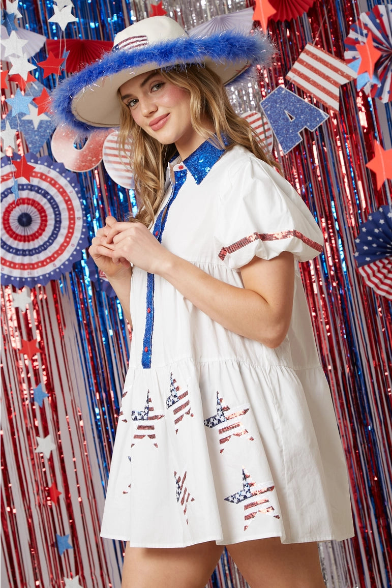 Patriotic Star Sequin Dress - BFF Here