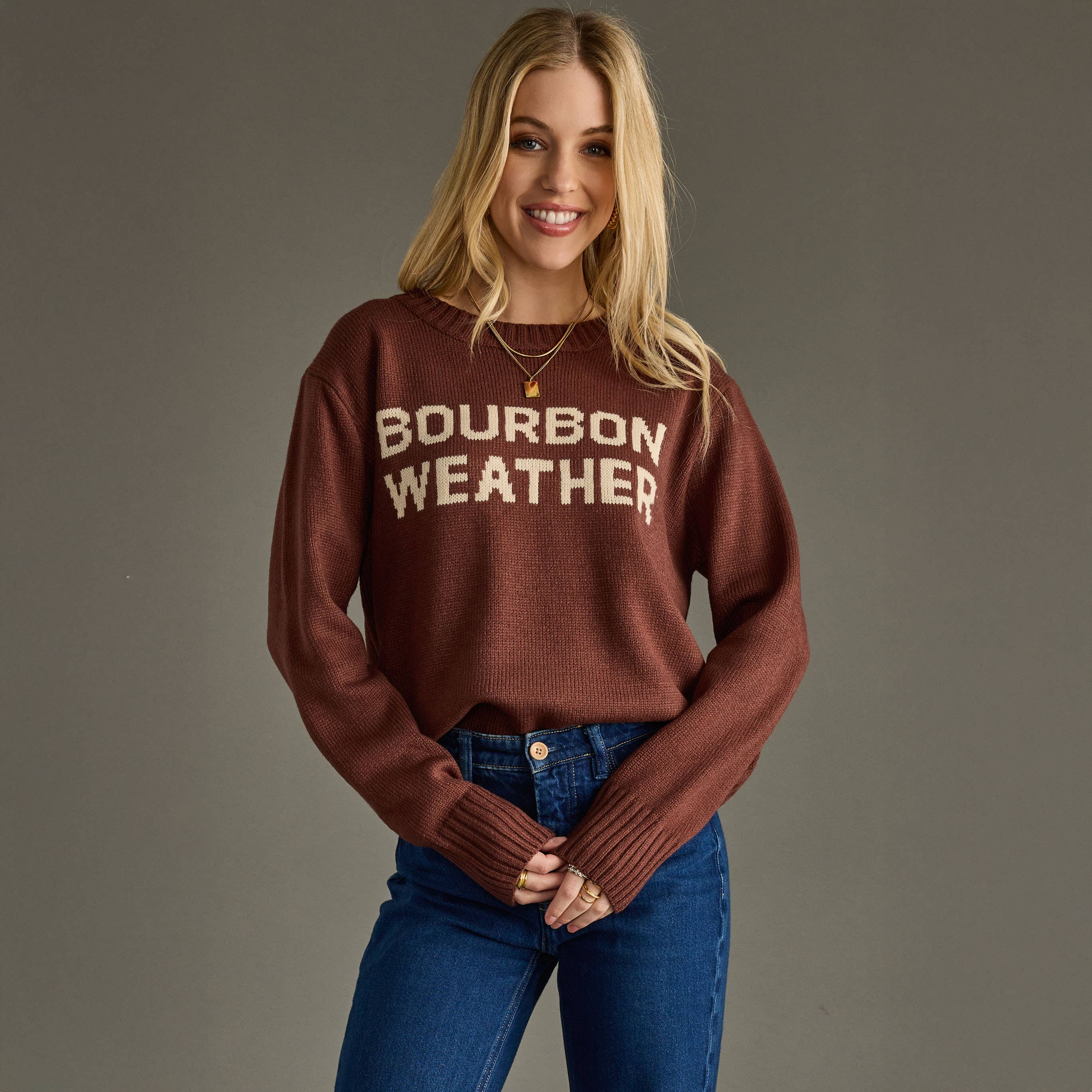 Brown Bourbon Weather Sweater by Panache - BFF Here