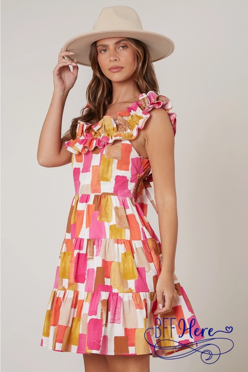 PREORDER : Breezy Elegance: Brushed Print Poplin Dress (Ships End of February) - BFF Here