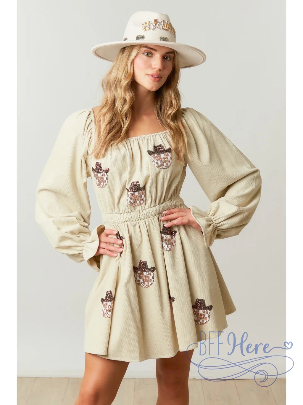 Glistening Gala Sequin Smock-Waist Dress - BFF Here