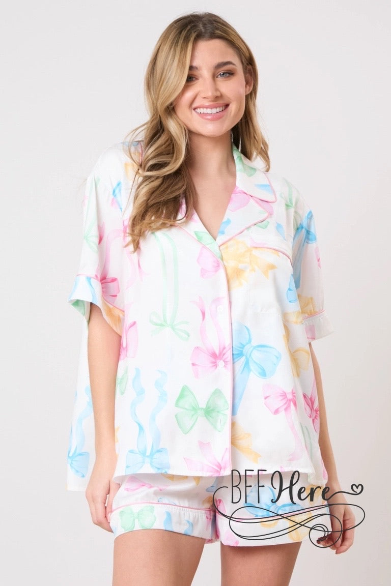 PREORDER:  Rainbow Ribbons Pajama Party Shirt: Dream in Color! (Ships End of May) - BFF Here