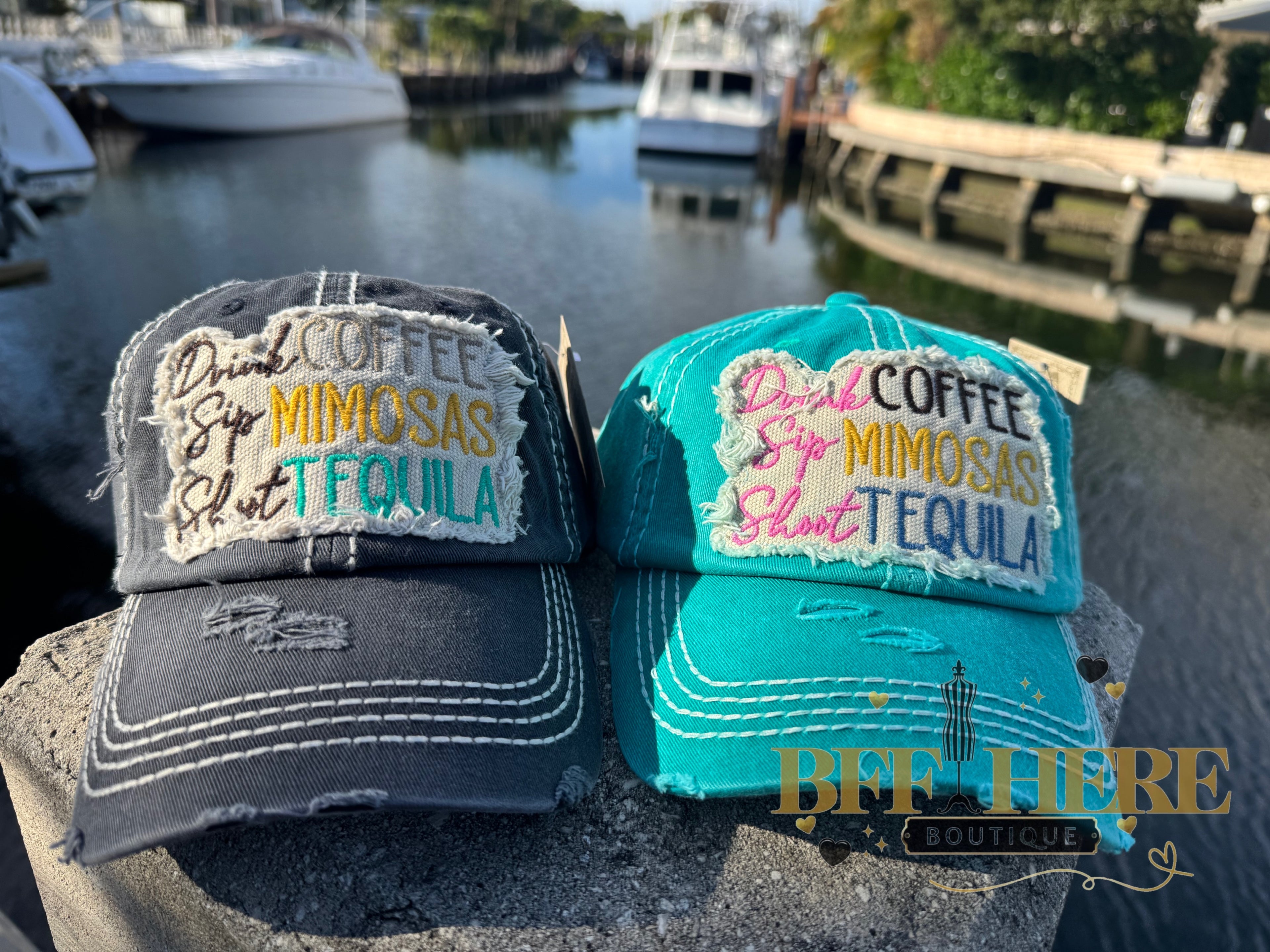 Drink Coffee Sip Mimosa Vintage Hat - BFF Here