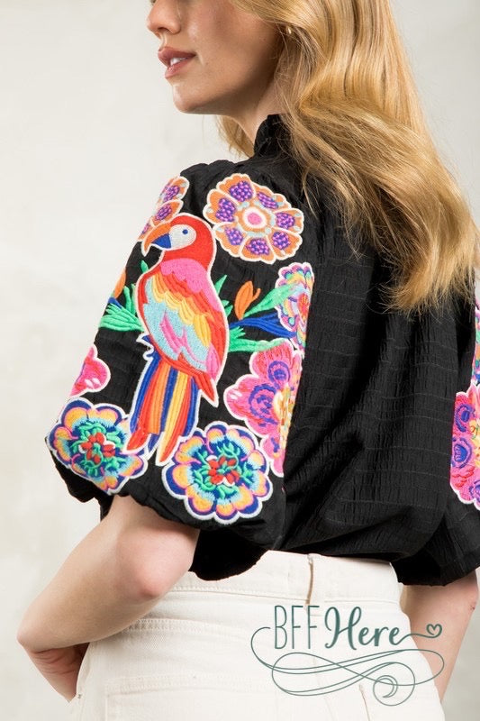 Tropical Carnival Embroidered Blouse - BFF Here