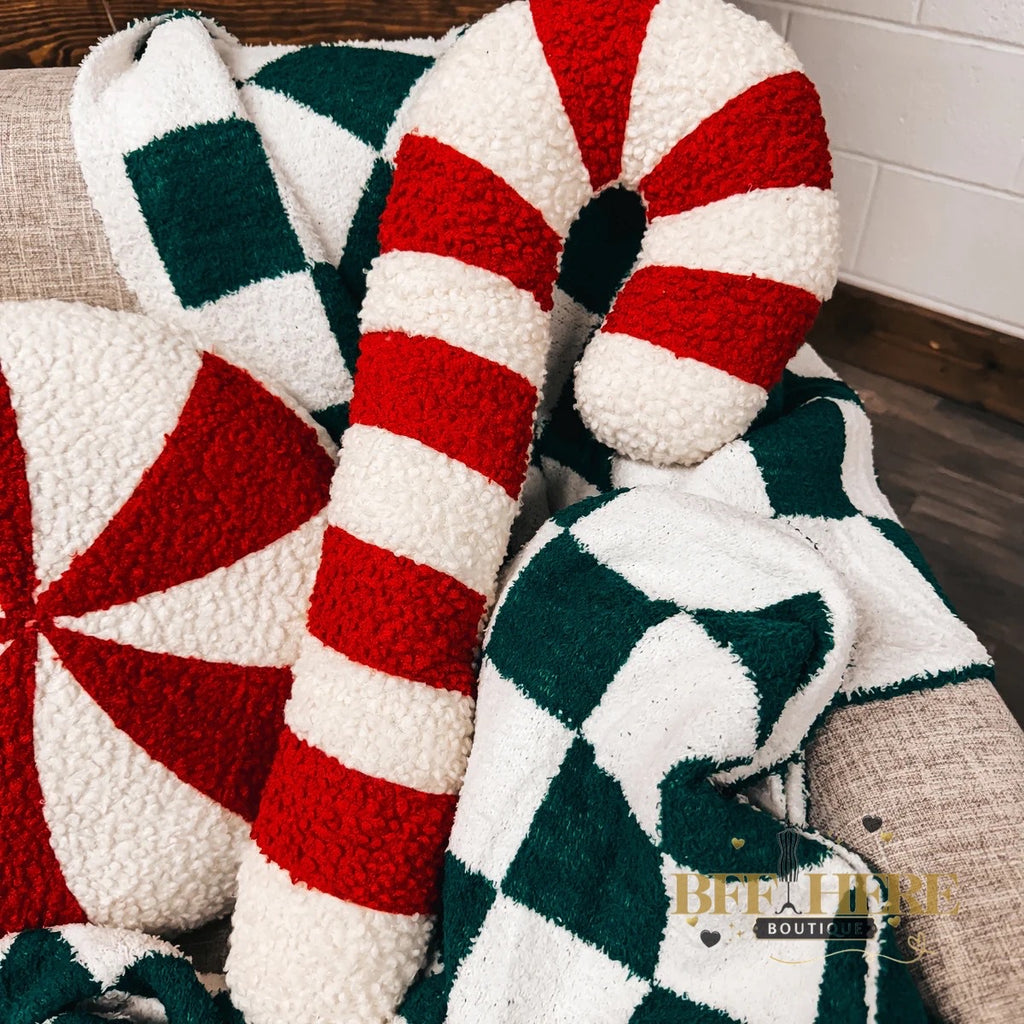 Sweet Stripes Candy Cane Pillow - BFF Here
